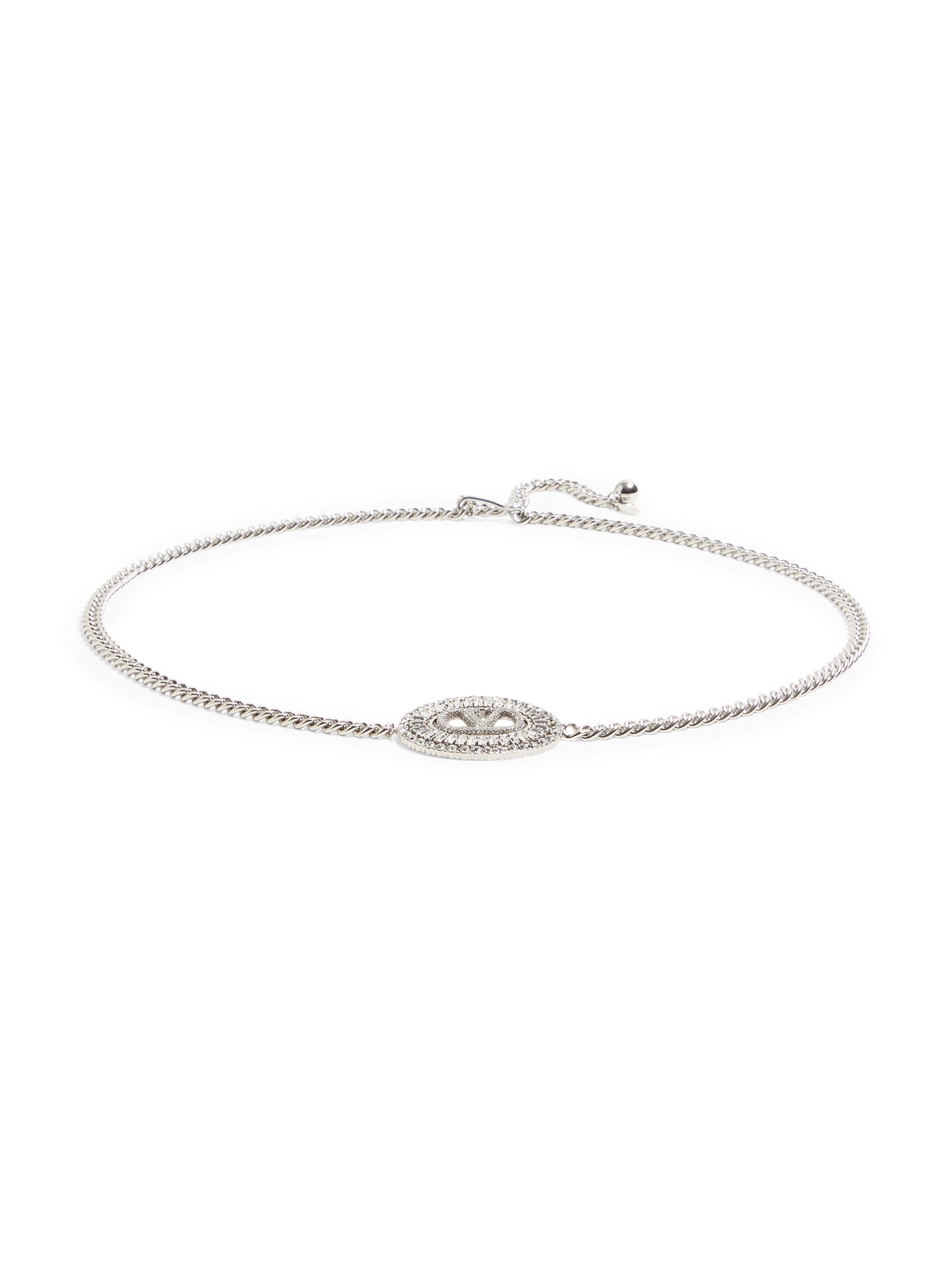 Valentino Garavani Women's Vlogo Signature Chain Belt with Crystals - Palladium Crystal