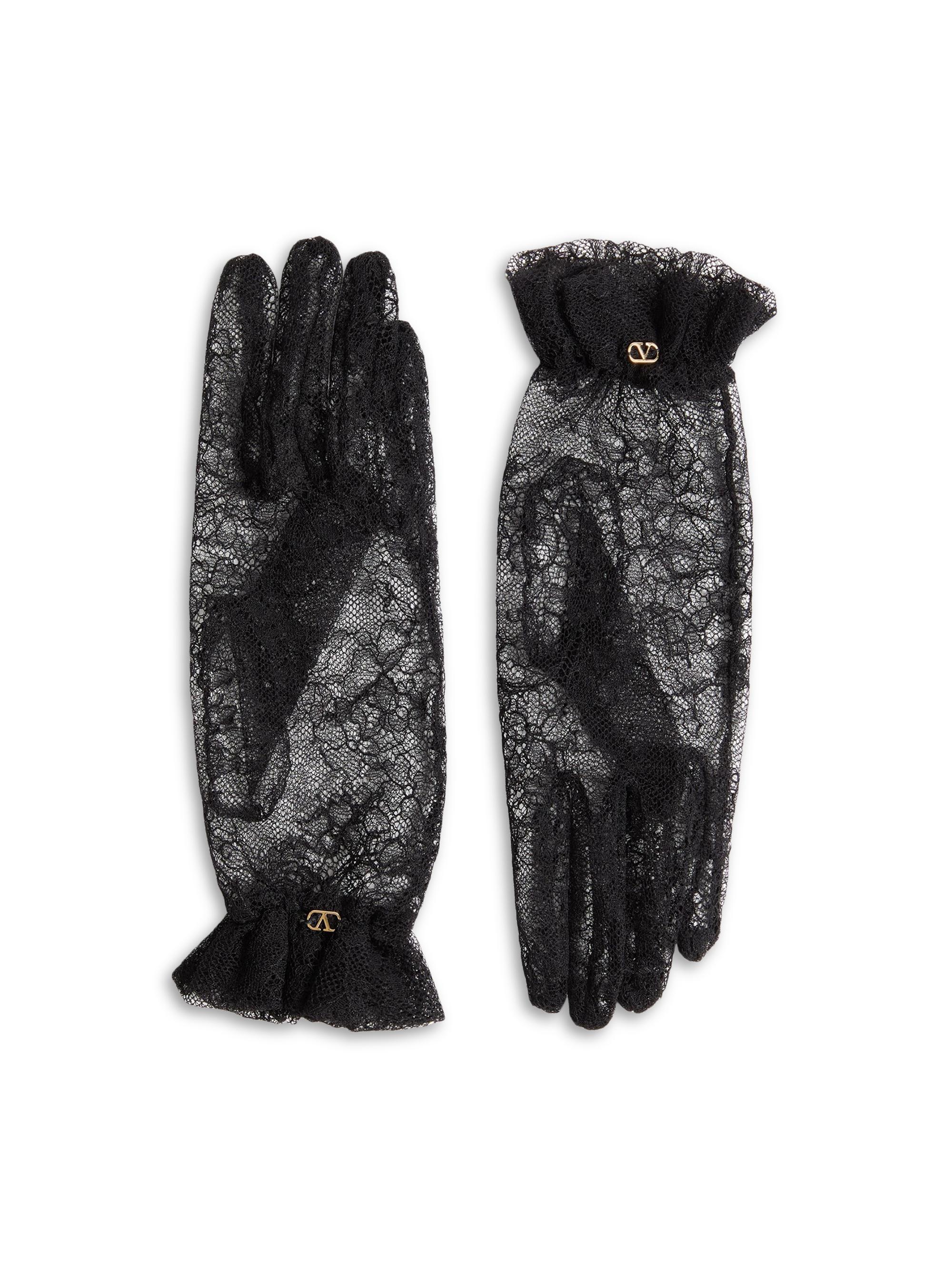Valentino Garavani Women's Vlogo Signature Lace Gloves - Black