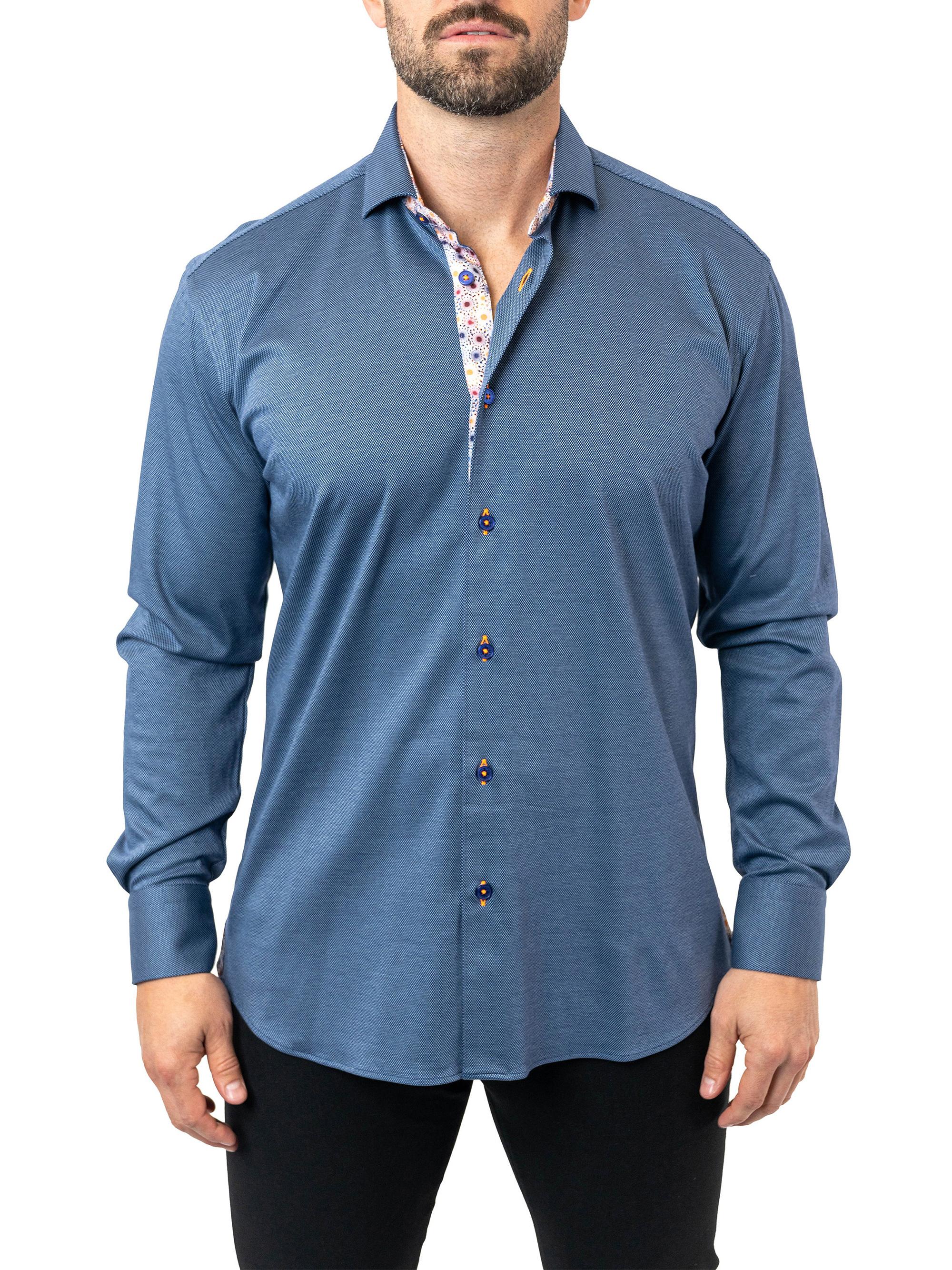 Maceoo Men's Einstein Stretch Shirt - Blue
