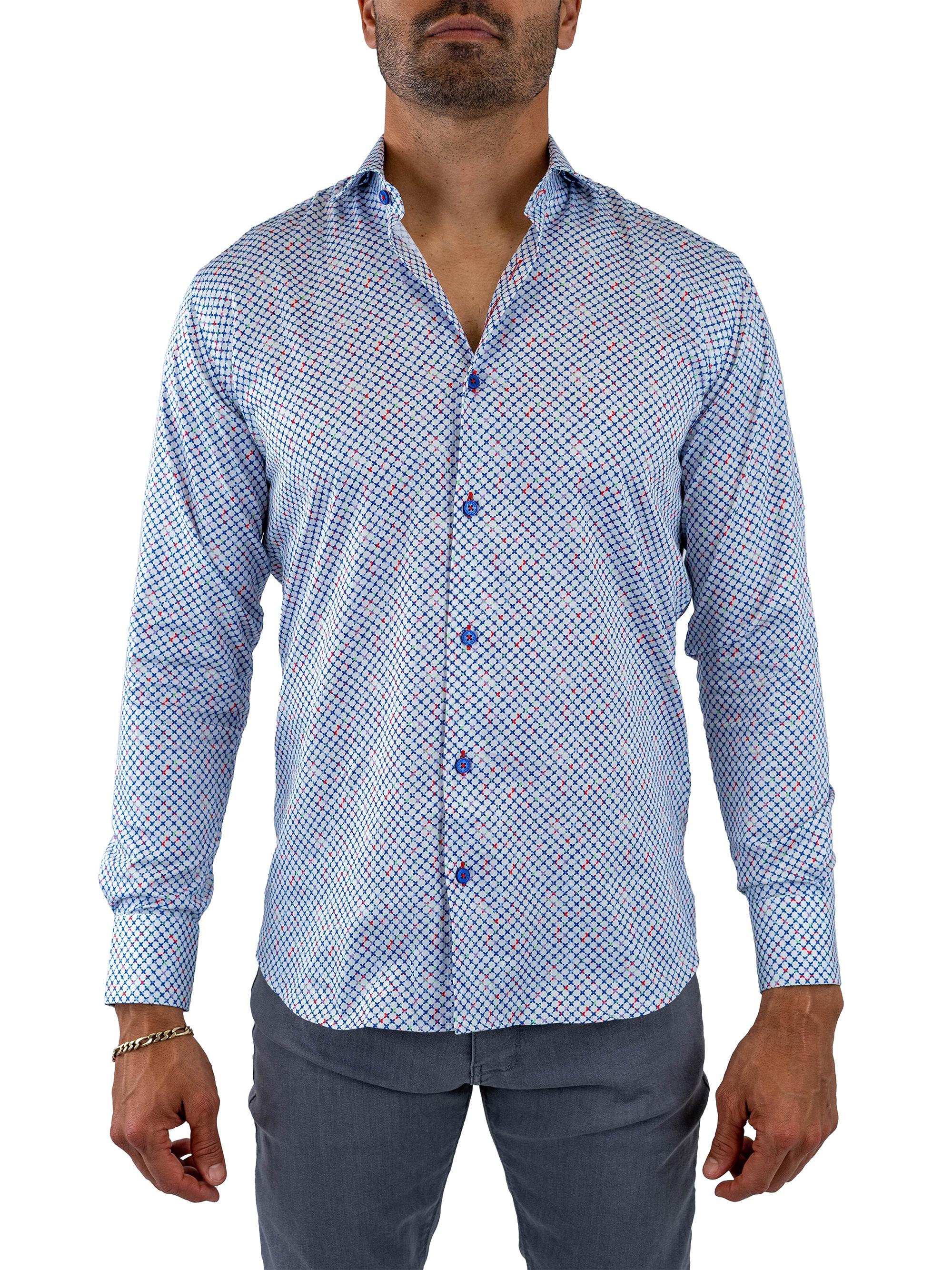 Maceoo Men's Einstein Symbol Shirt - Blue White