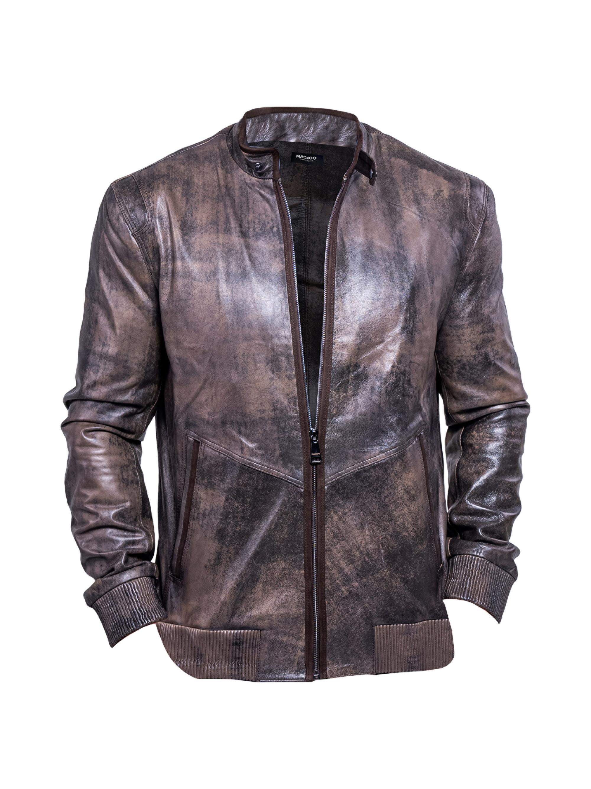 Maceoo Men's Leather Resistance Jacket - Brown