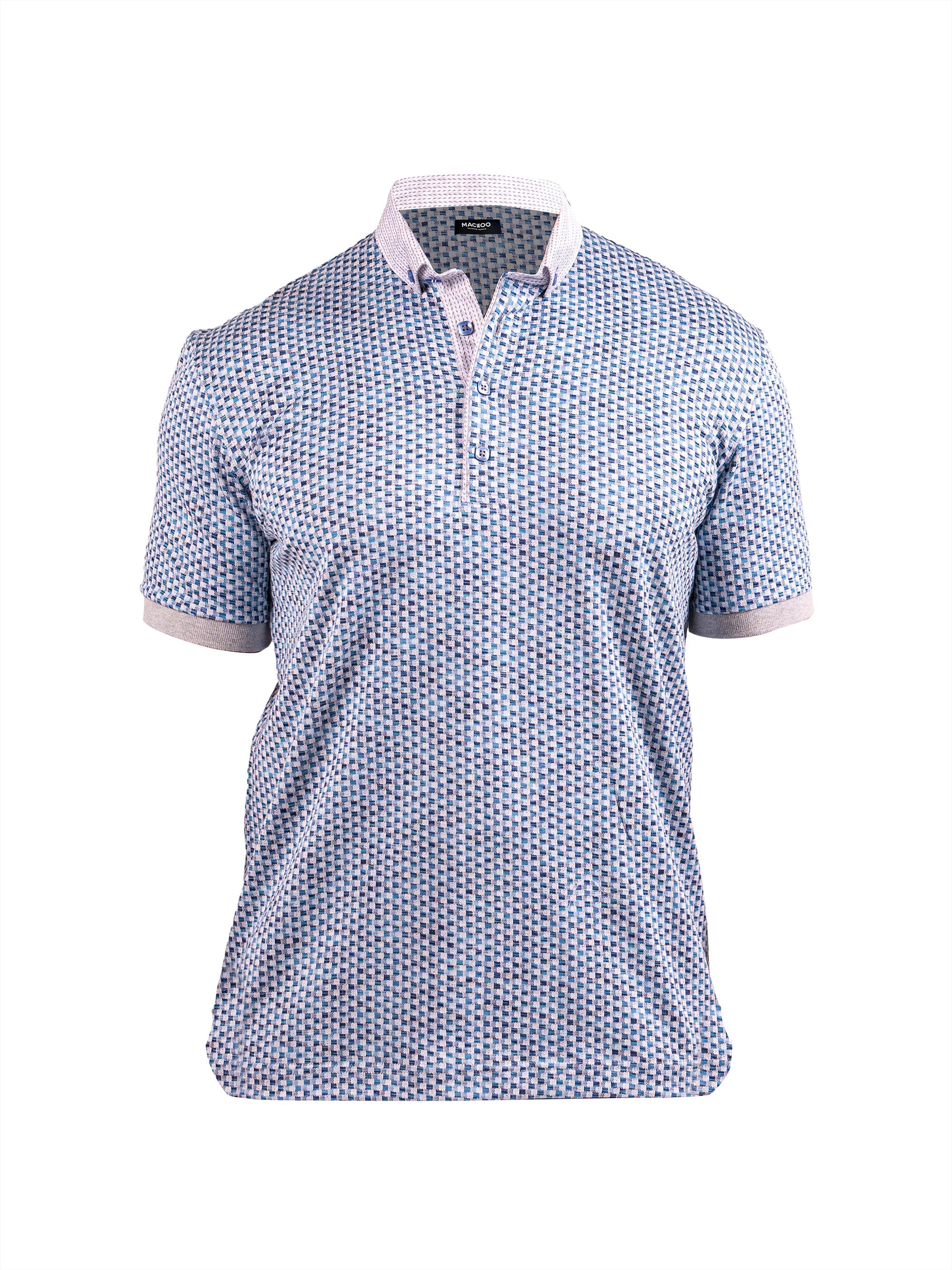Maceoo Men's Polo Collar Shirt - Blue