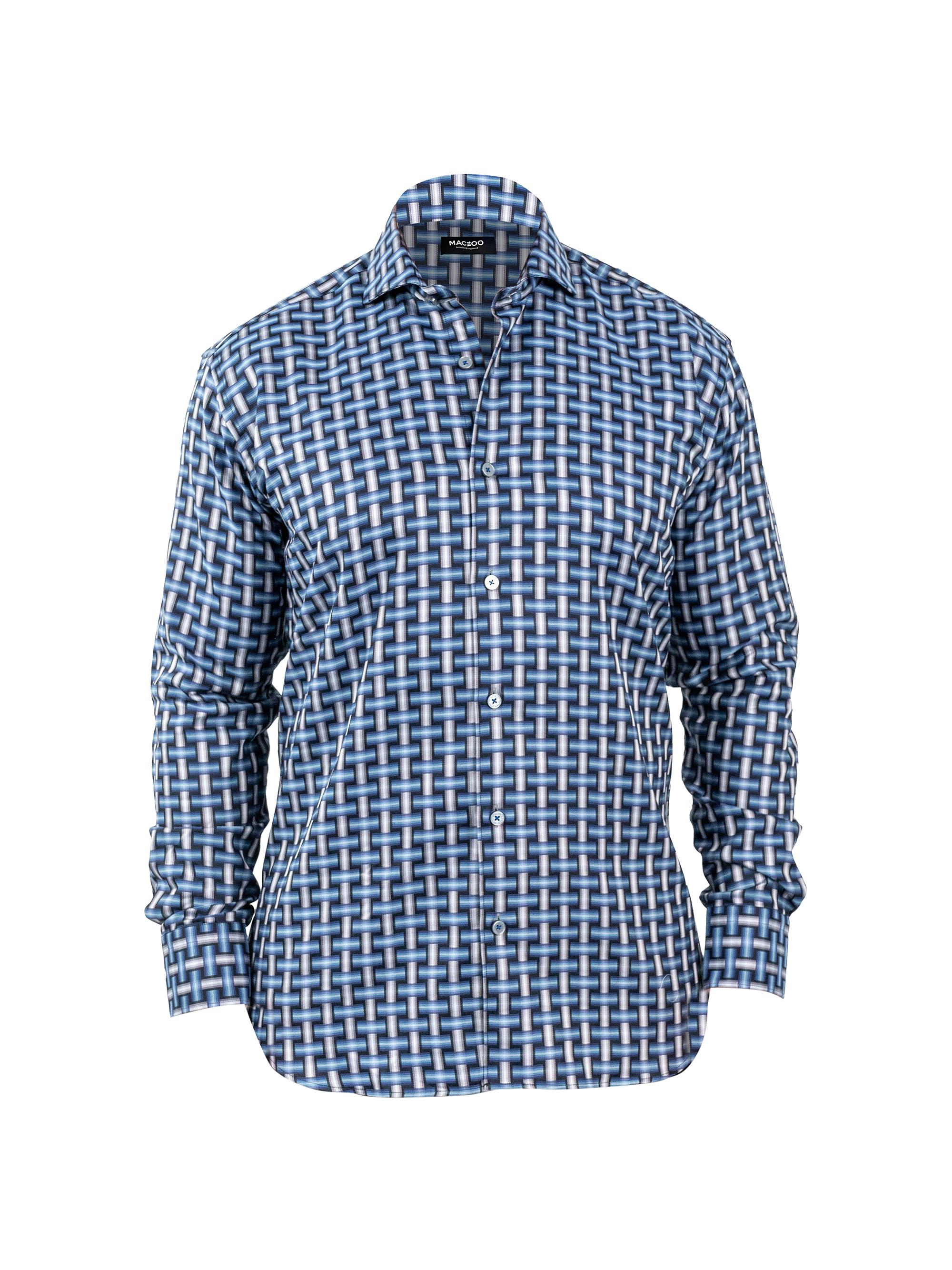 Maceoo Men's Einstein Jacq Digi Weave Shirt - Blue