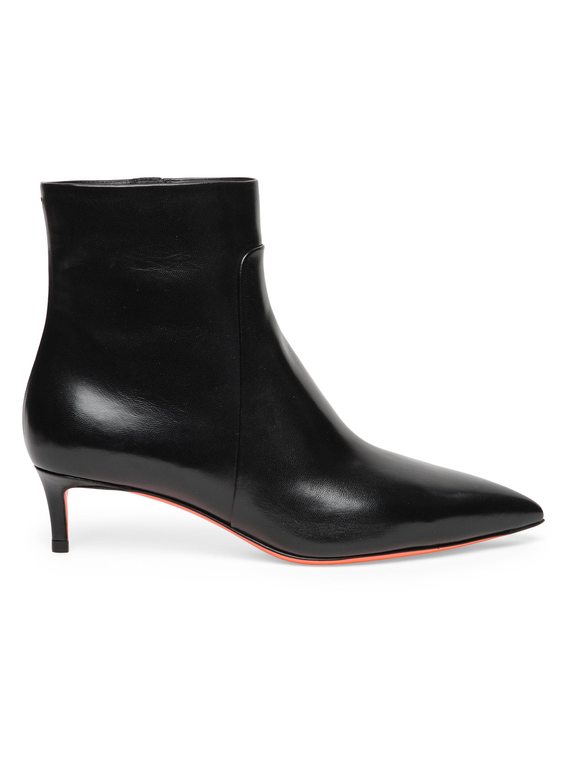 Santoni 45MM Leather Kitten-Heel Ankle Boots | Saks Fifth Avenue
