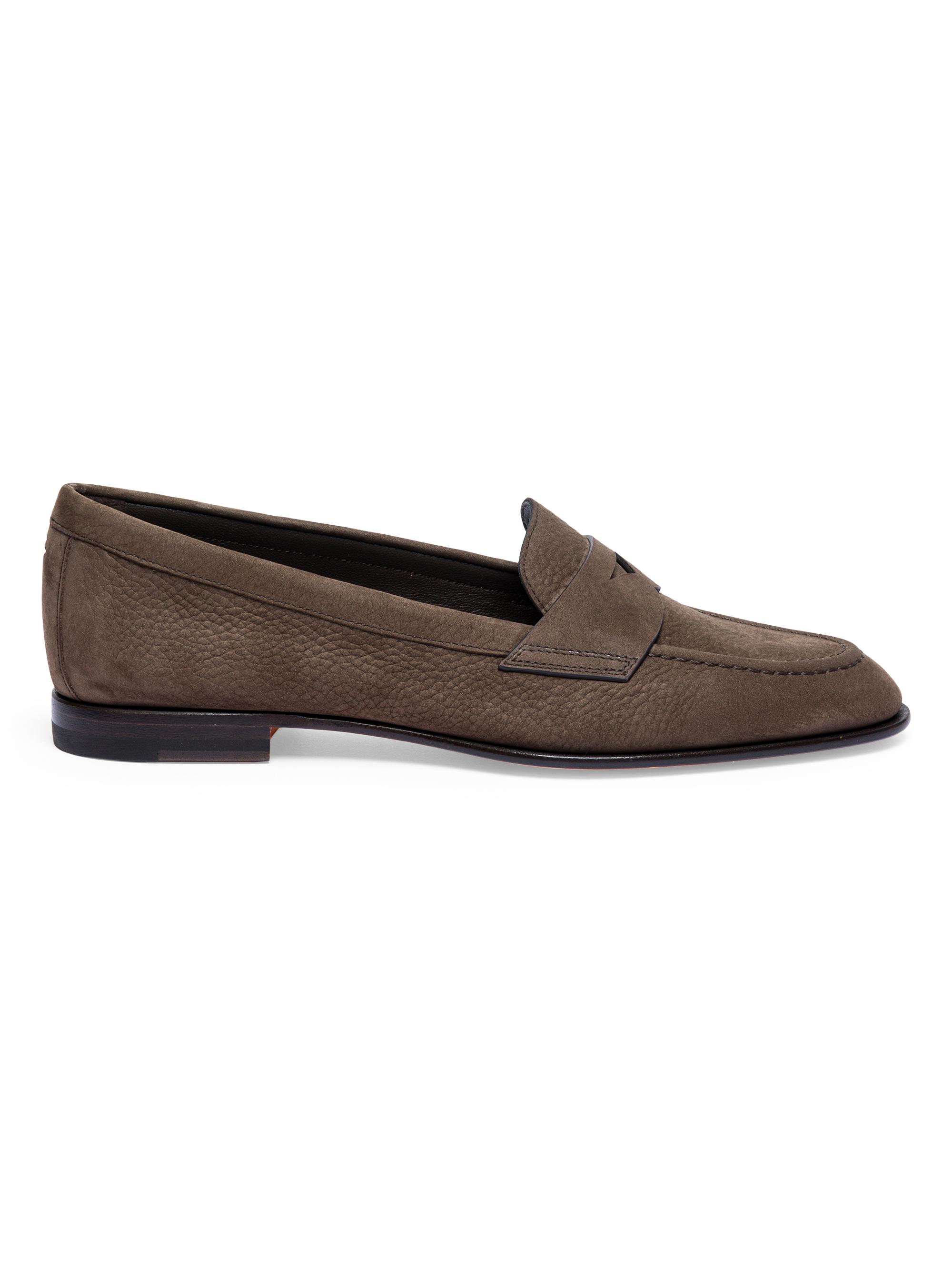 Santoni Women's Suede Penny Loafers - Brown