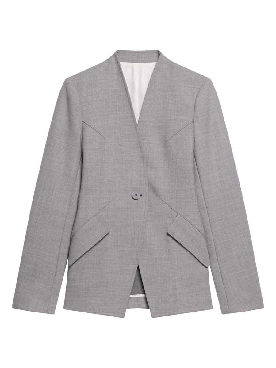 Helmut Lang Women's Tailored Collarless Blazer In Gray