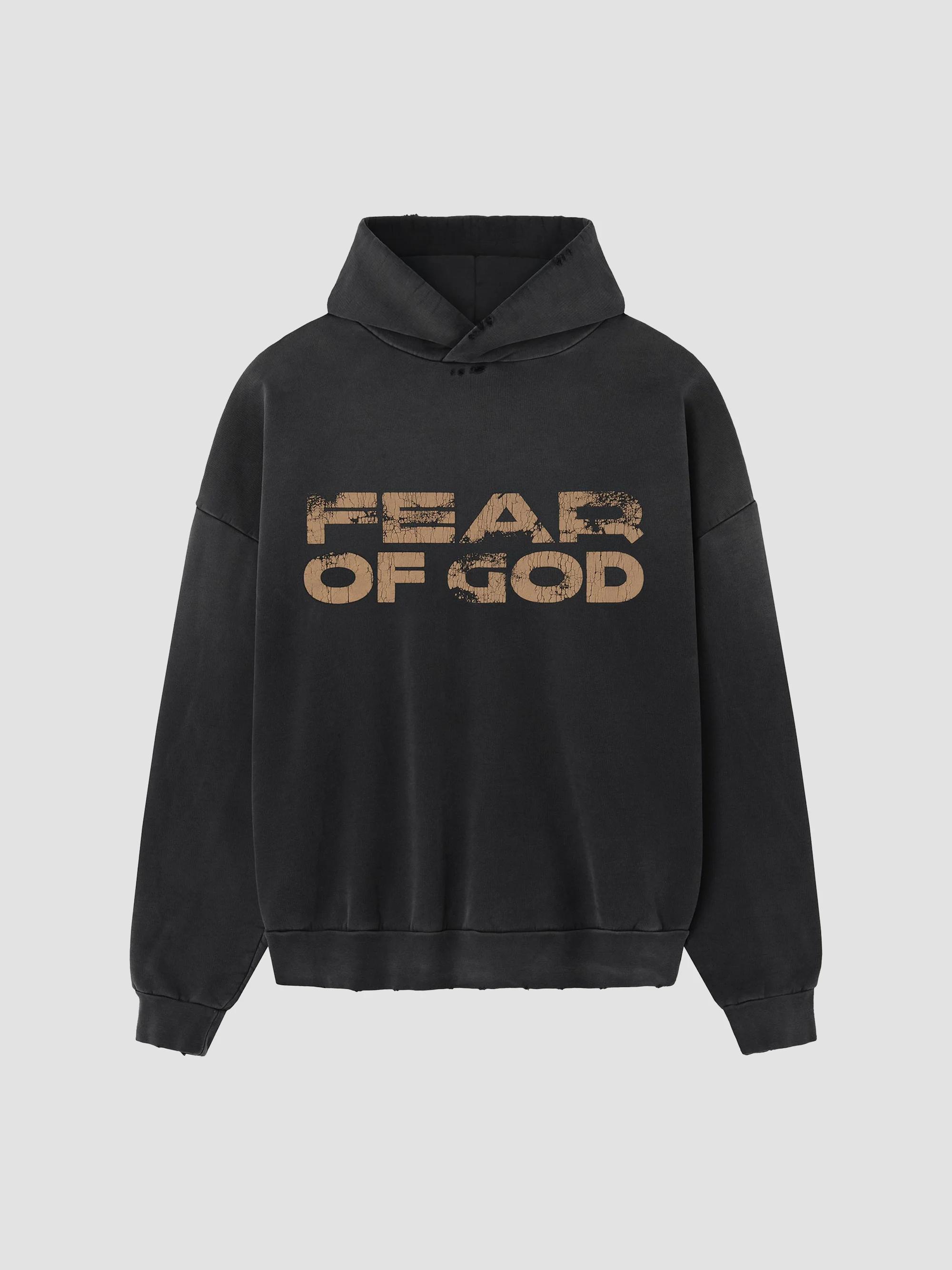 fear of god hoodie パーカー Fear of God Logo Distressed Cotton Hoodie | Saks Fifth Avenue