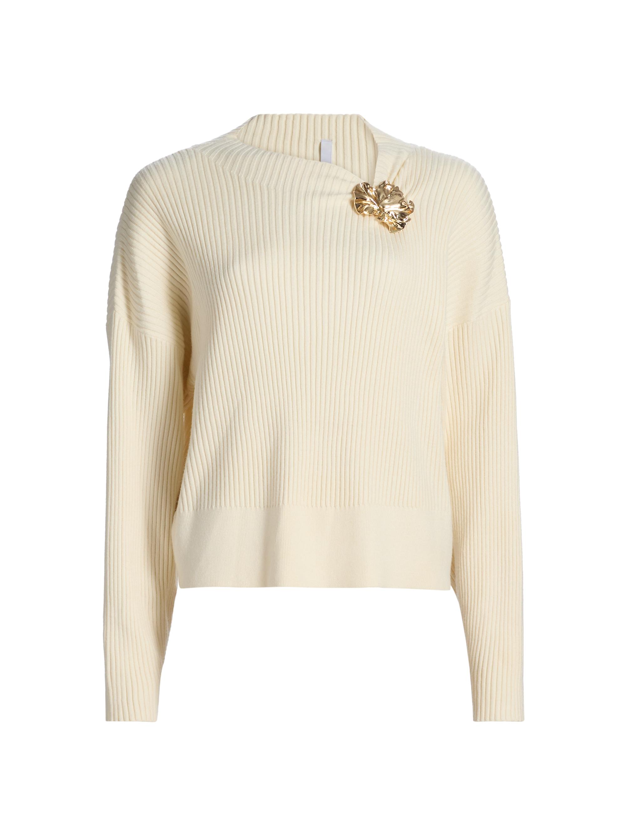 Acler Women's Westie Floral-Detail Knit Sweater - Pearl