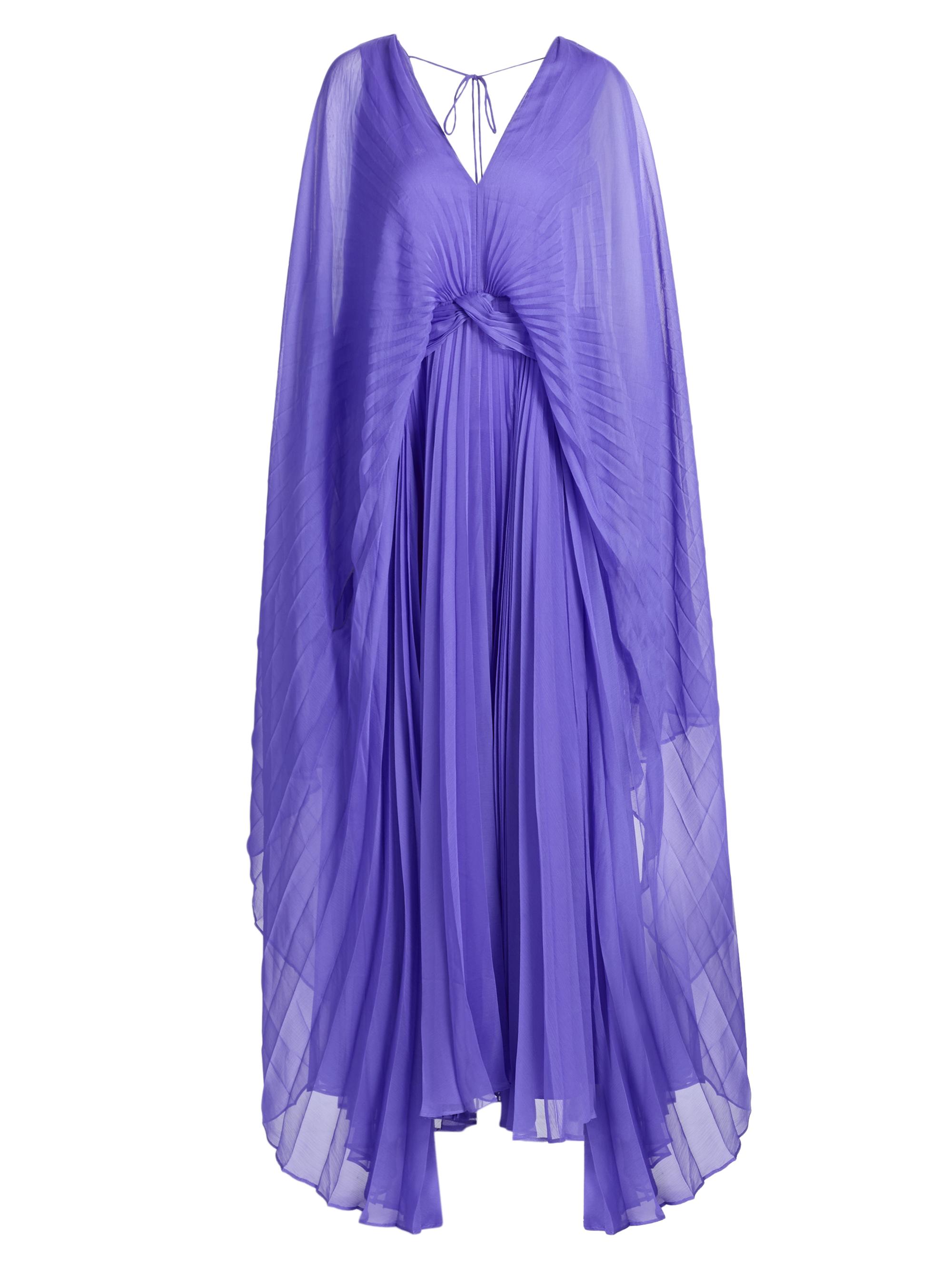 Acler Women's Darnhill Pleated Georgette Cape Maxi Dress - Azure Purple