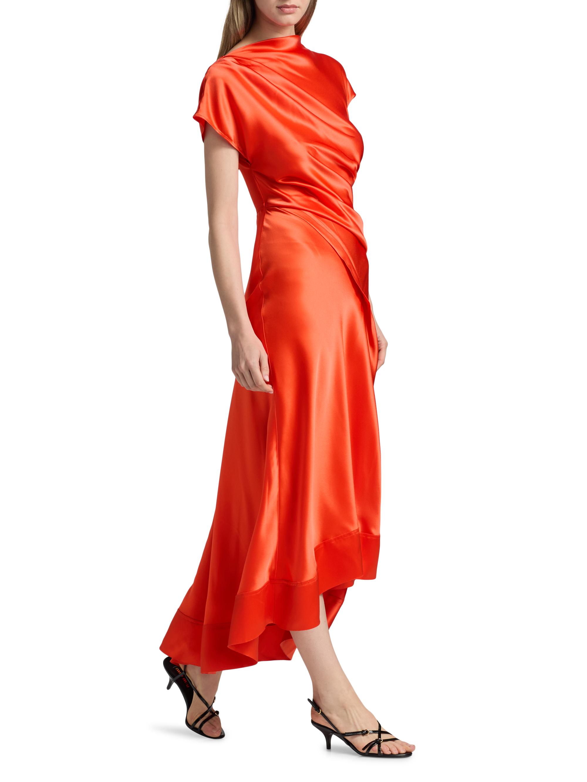 Acler Glatton Gathered Satin Maxi Dress | Saks Fifth Avenue