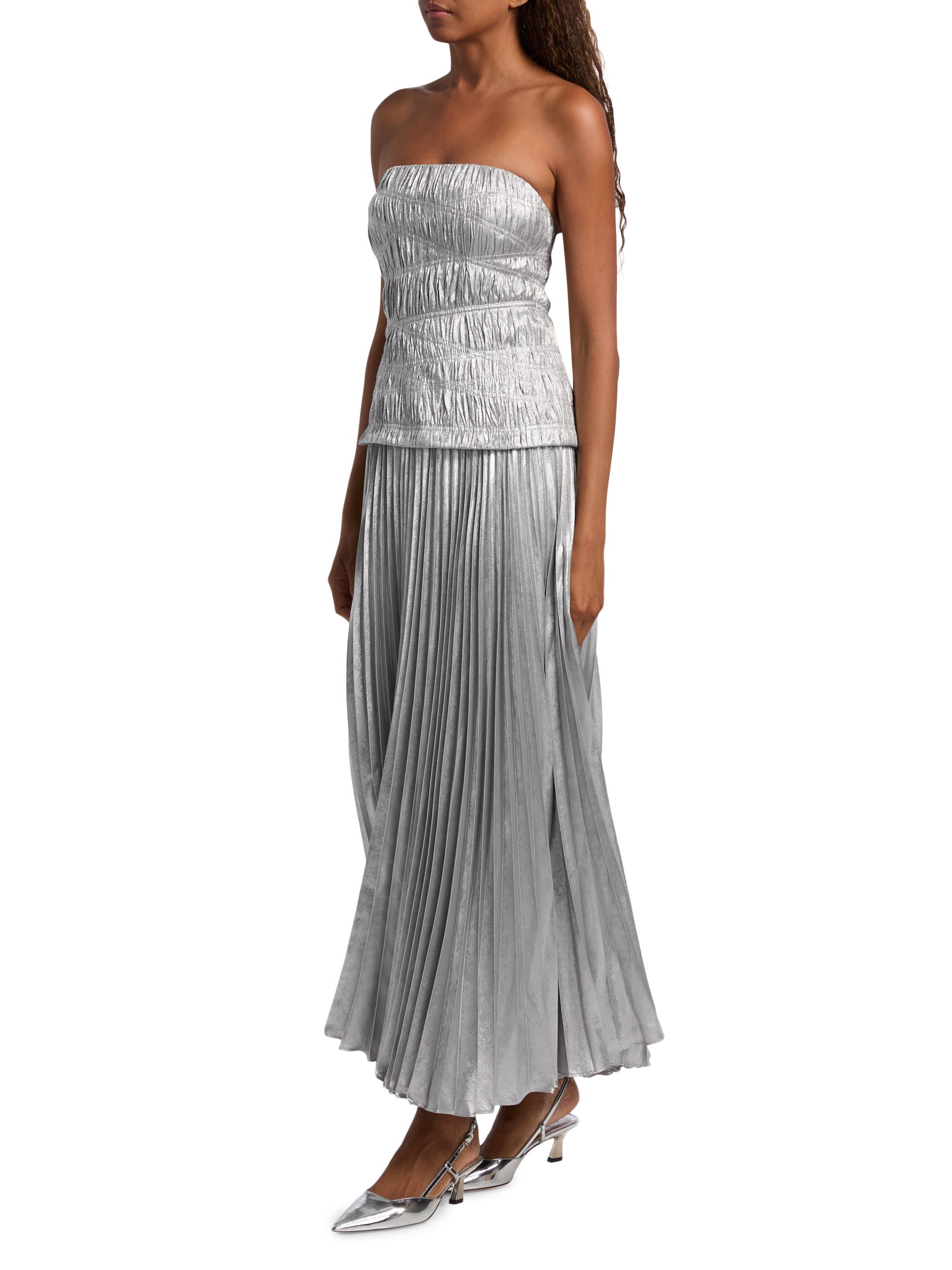 あ*む様 もなみ PLEATS SCREEN 210cm グレー Acler Rockland Metallic Pleated Strapless Midi-Dress | Saks Fifth