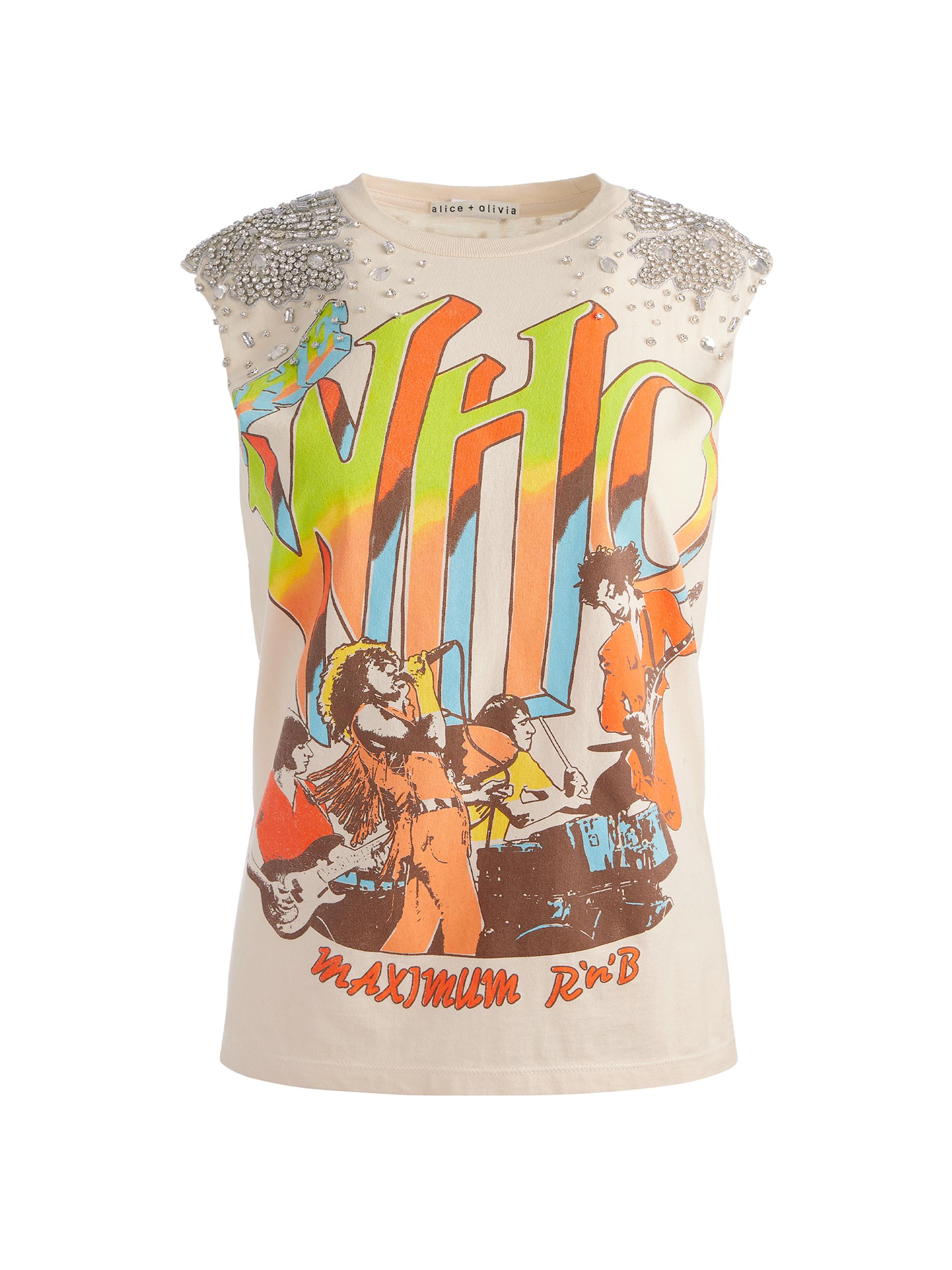 Alice + Olivia Women's Micah Embellished Cotton Muscle Tank - Natural