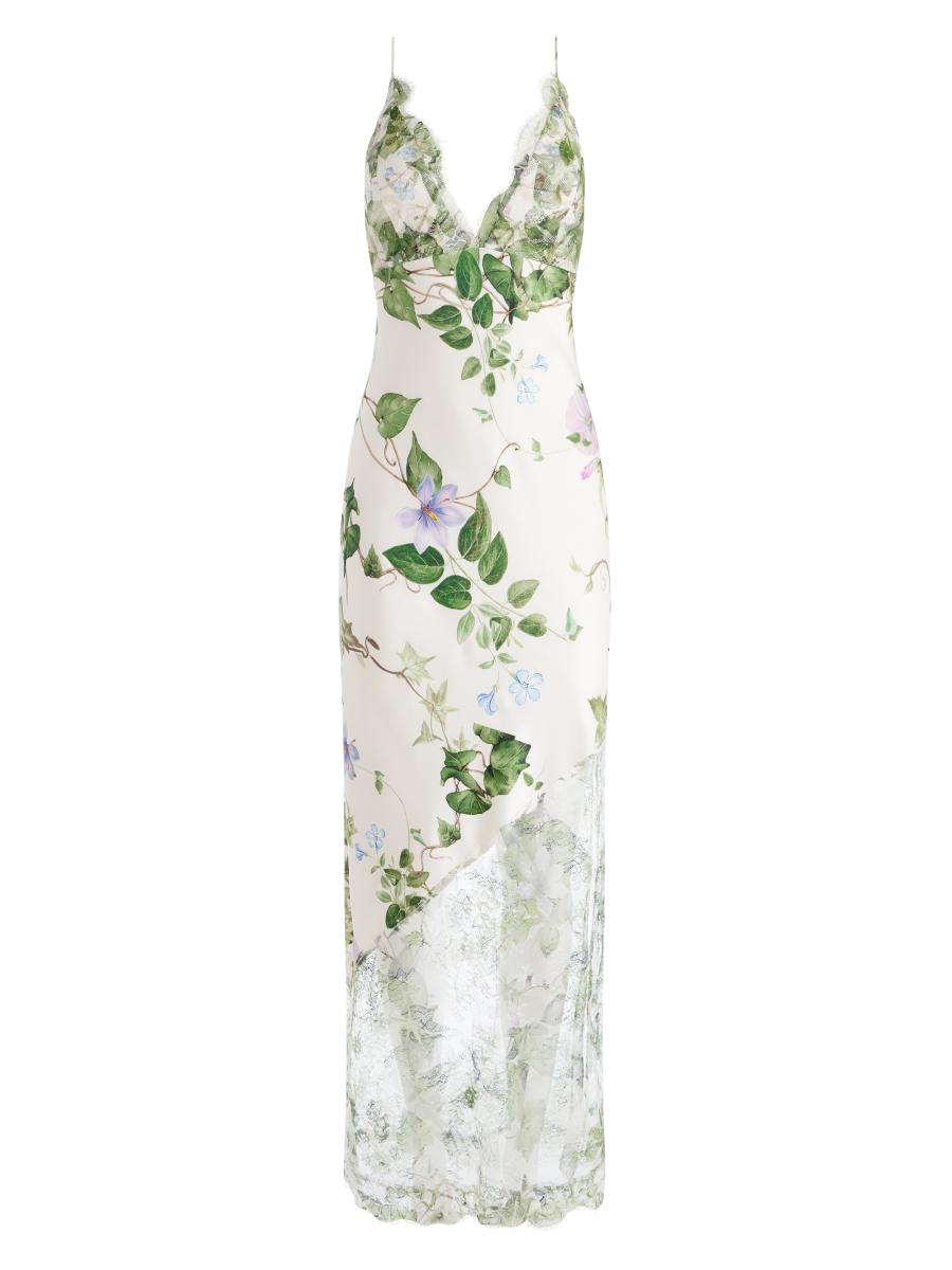 新品alice+olivia ステイシーinニューヨークシルクプリント スカート Bijou Crystal Gown In Black/off White | Alice + Olivia
