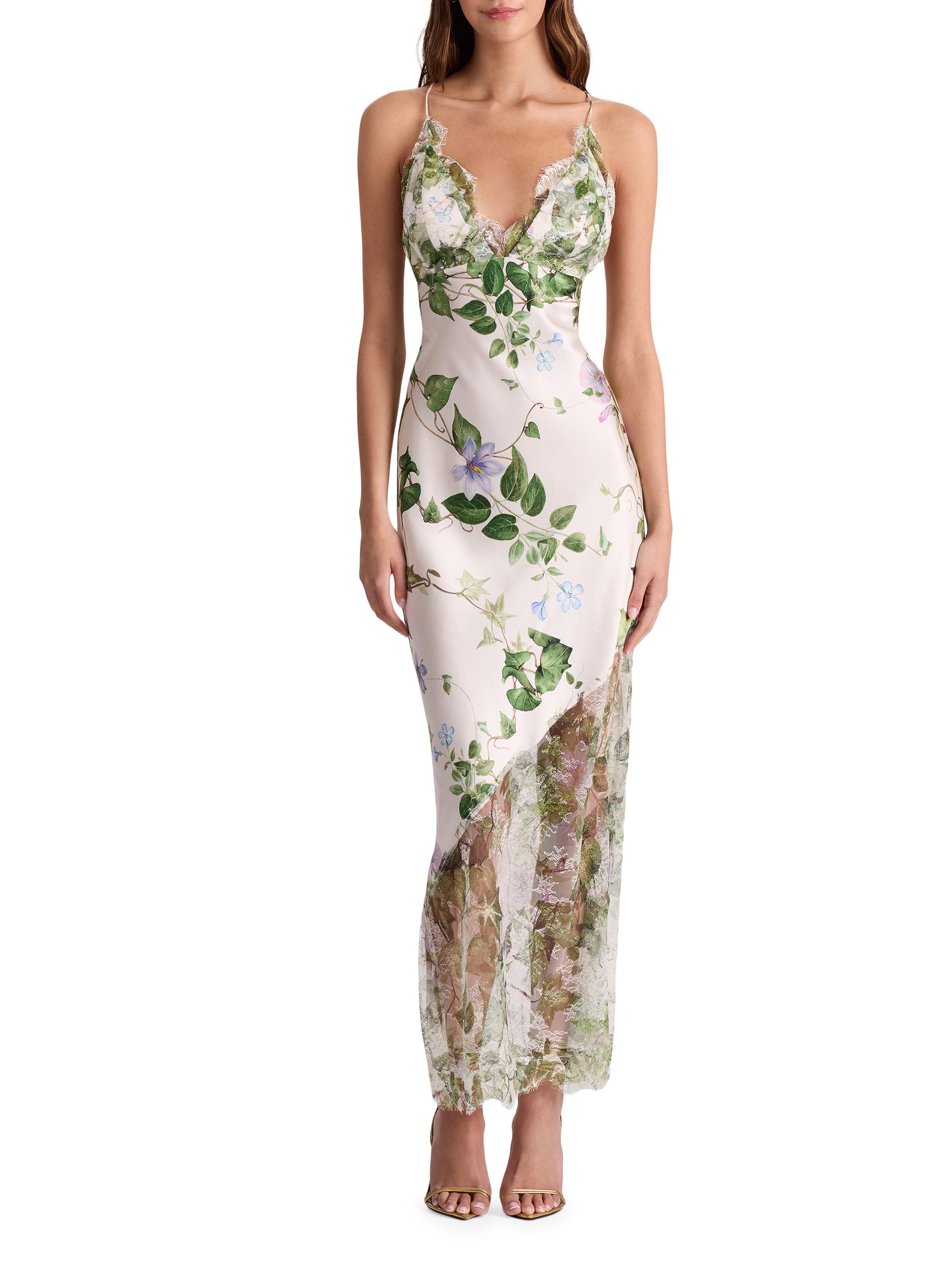 slim fit dress slacks Aeres Floral Lace Mix Patchwork Maxi Slip Dress