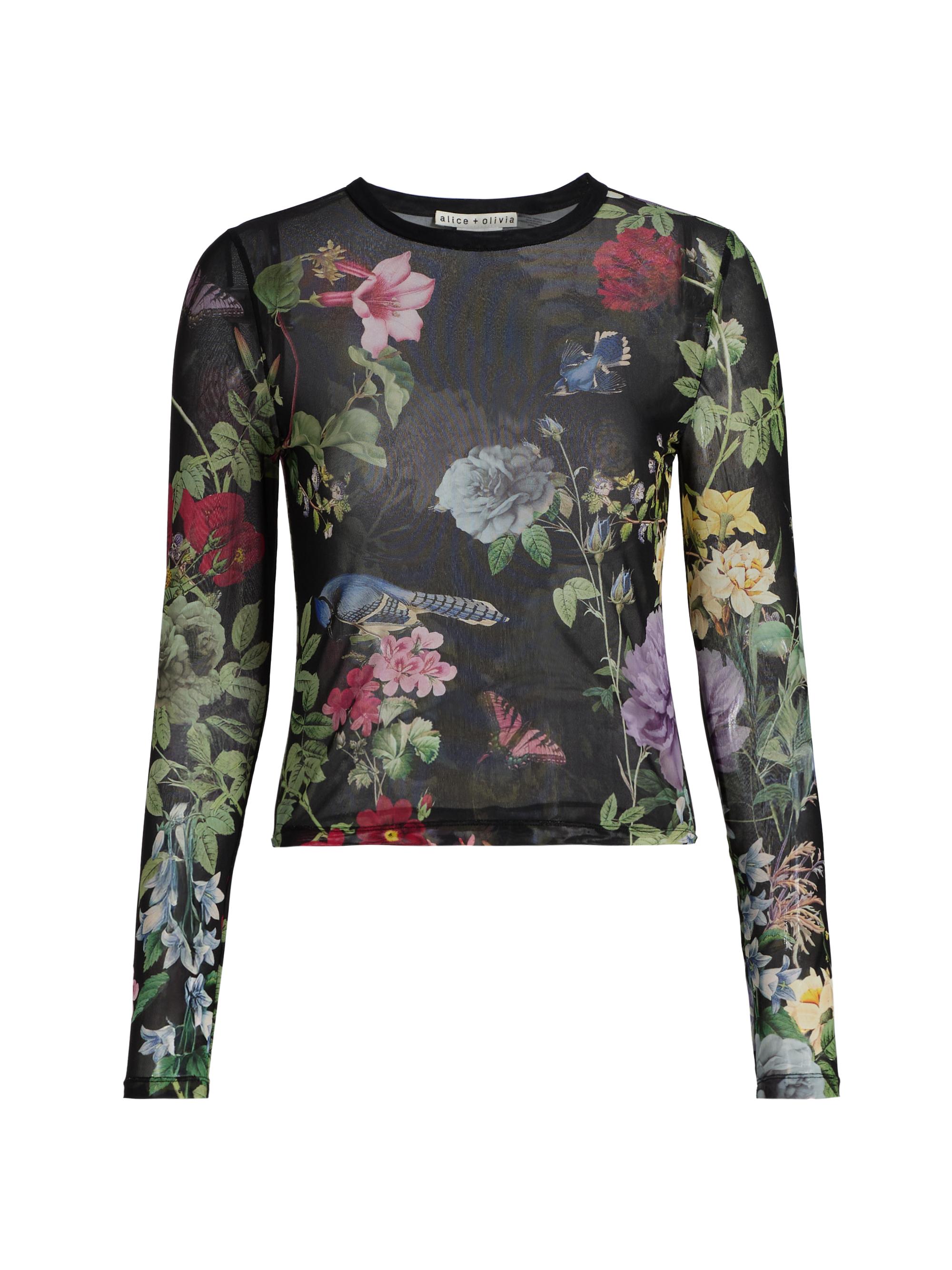 Alice + Olivia Women's Delaina Mesh Floral Top - Venus Floral