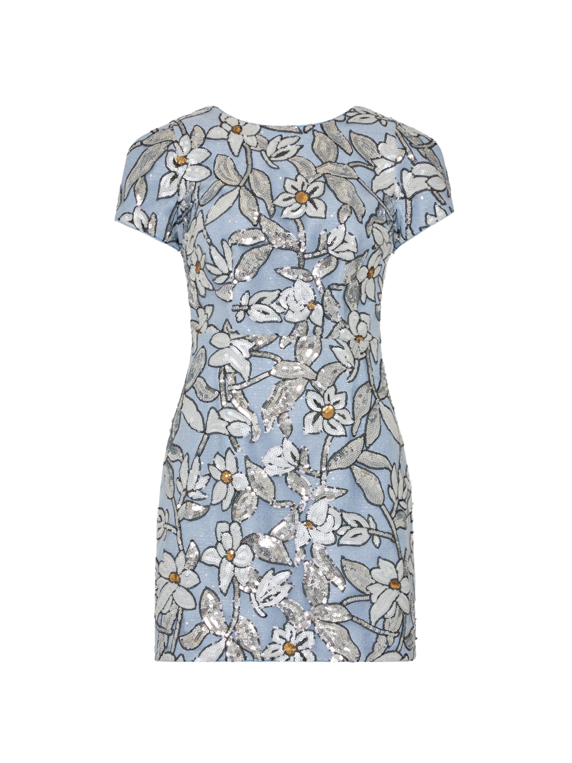 Milly Women's Rowen Sequined Floral Minidress - Silver Multi