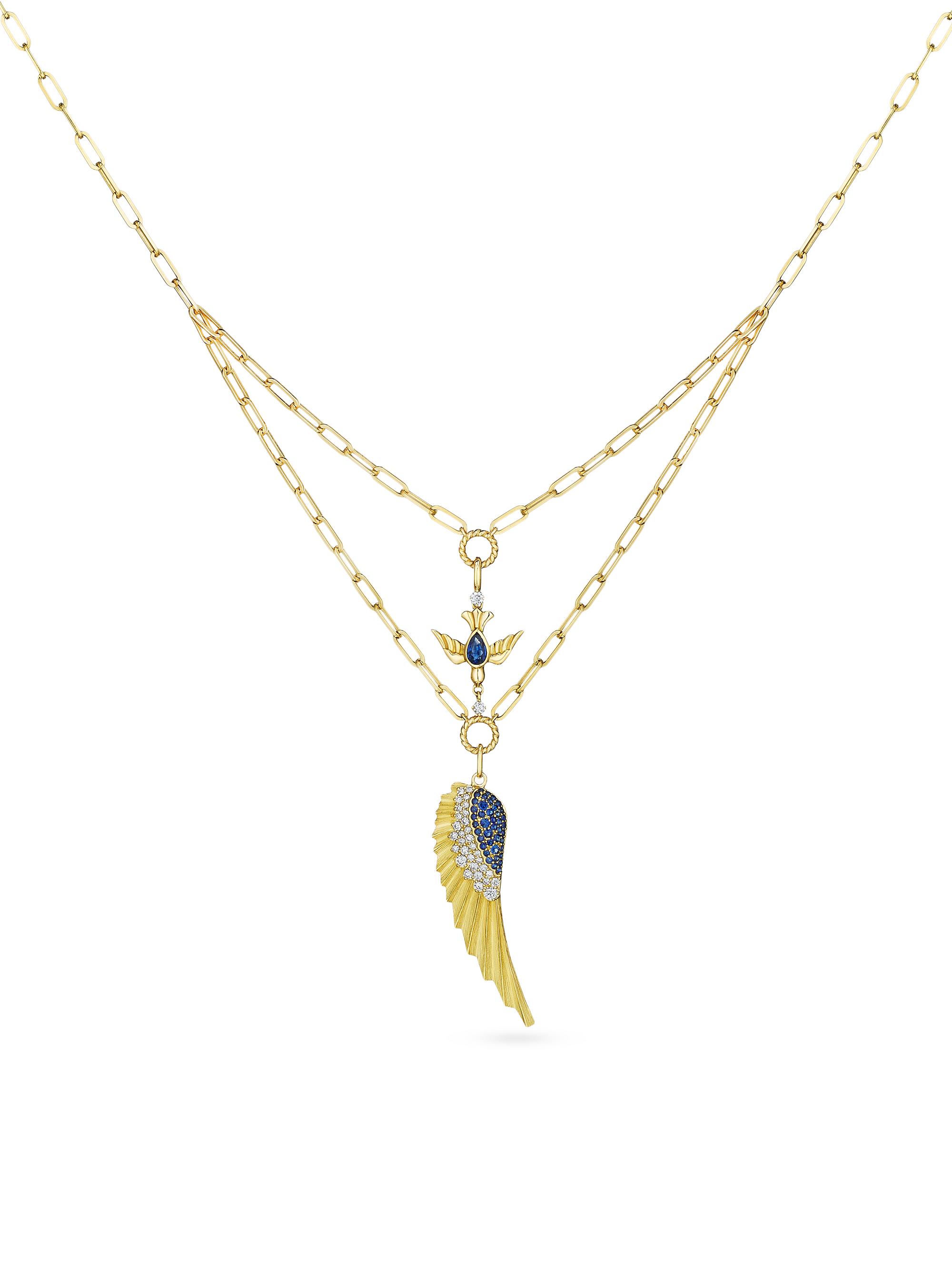 Hueb Women's Penka 18K Yellow Gold, Blue Sapphire & 0.33 TCW Diamond Pendant Necklace - Yellow Gold
