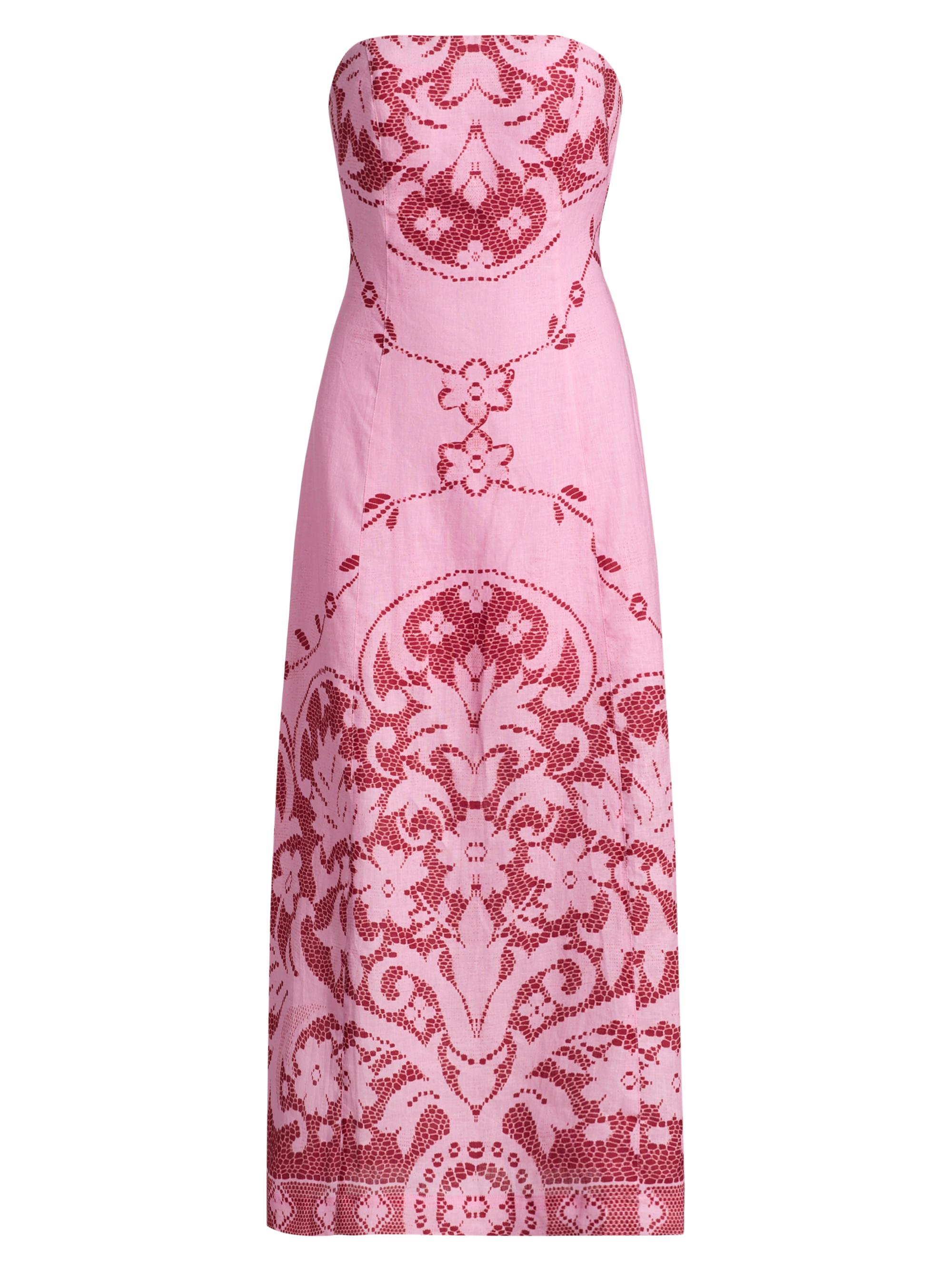Aston Studio Women's Le Fleur Harper Printed Strapless Midi-Dress - Magenta