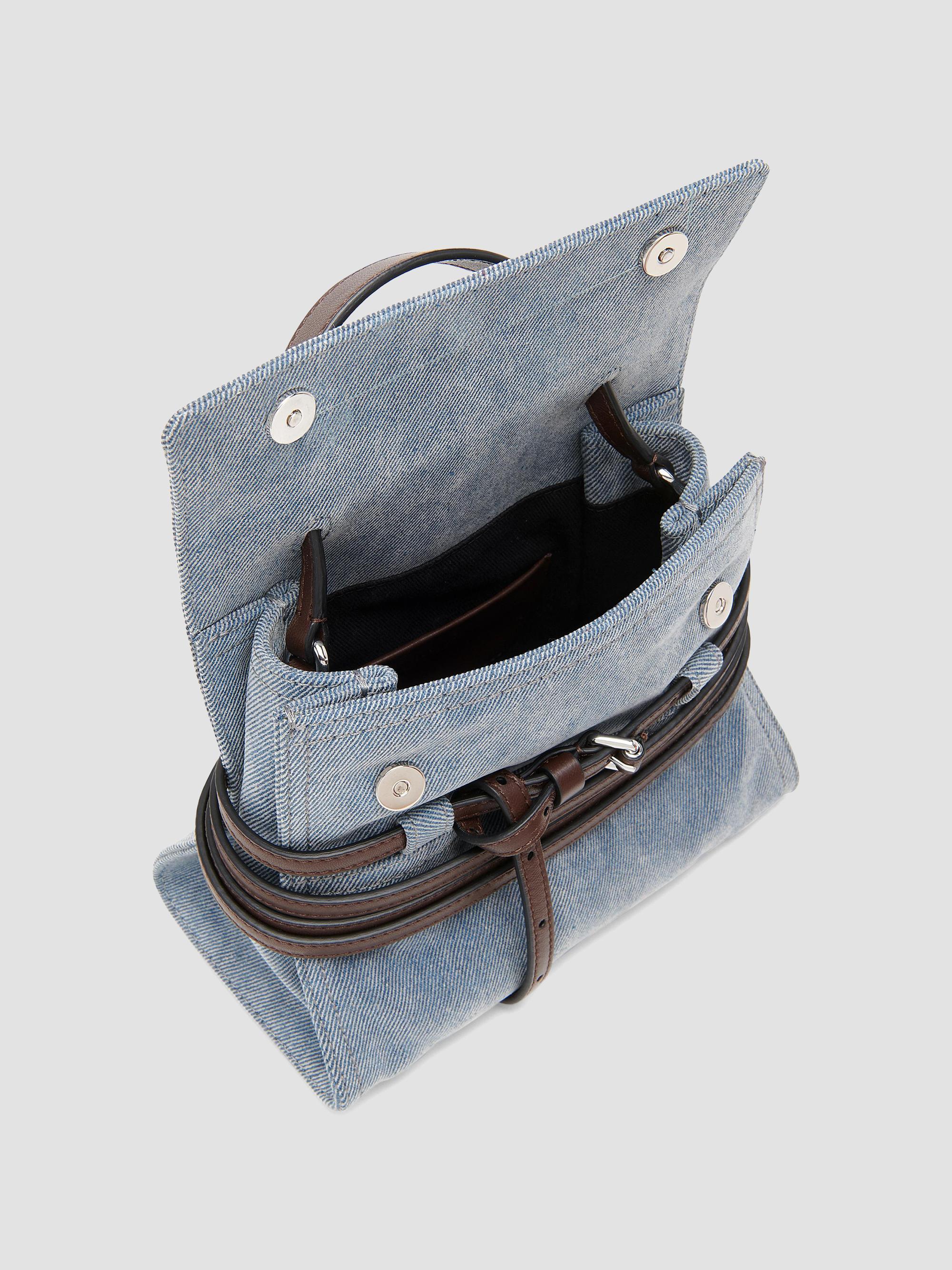Moschino Tie Me Flocked Denim-Leather Satchel | Saks Fifth Avenue