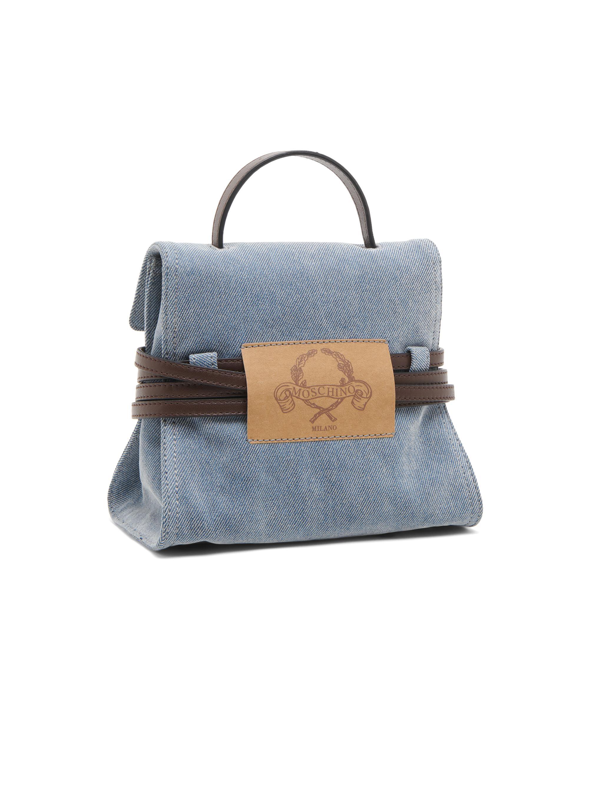 Moschino Tie Me Flocked Denim-Leather Satchel | Saks Fifth Avenue