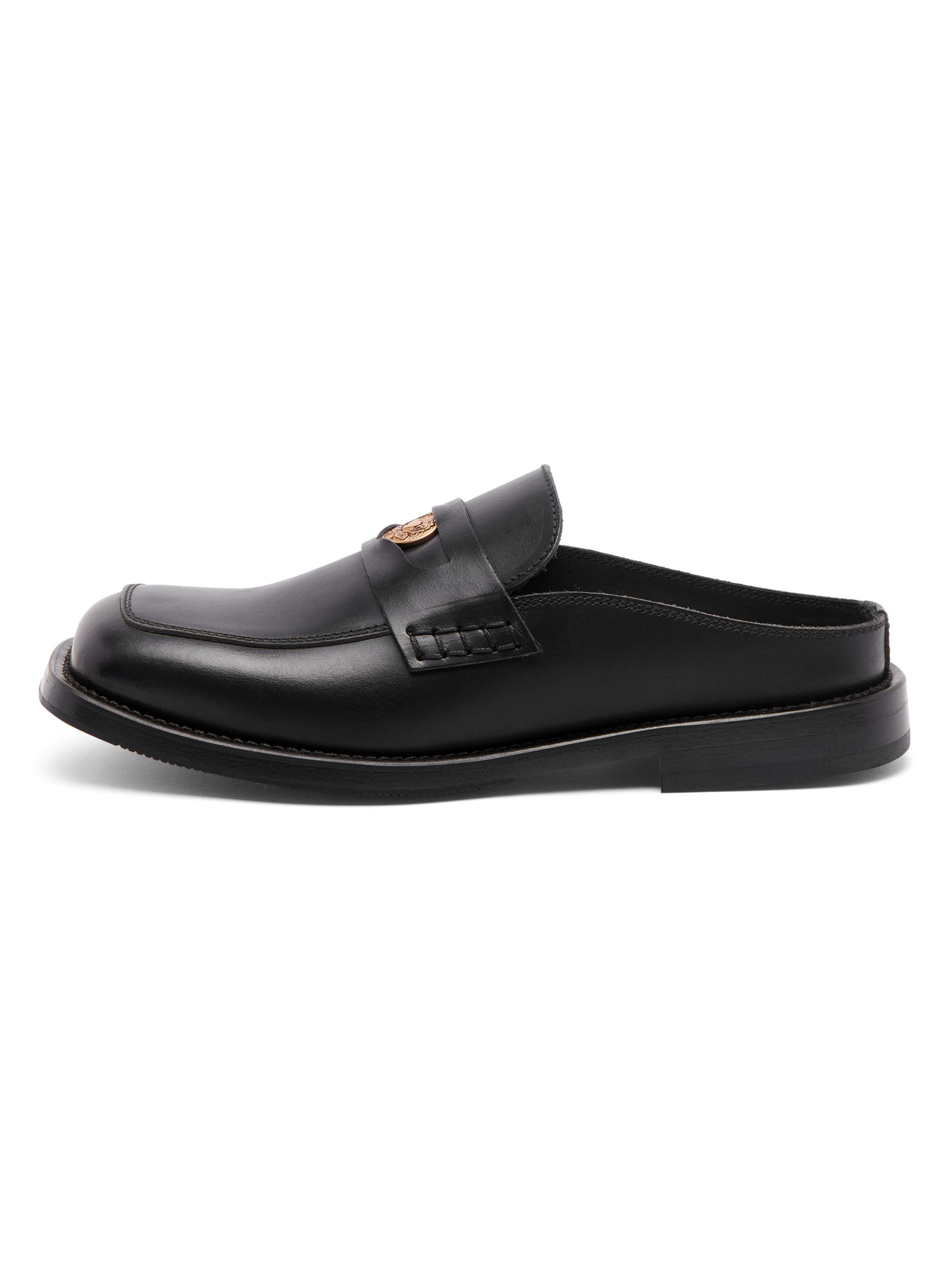 Moschino Men's Leather Open Back Penny Loafers - Black