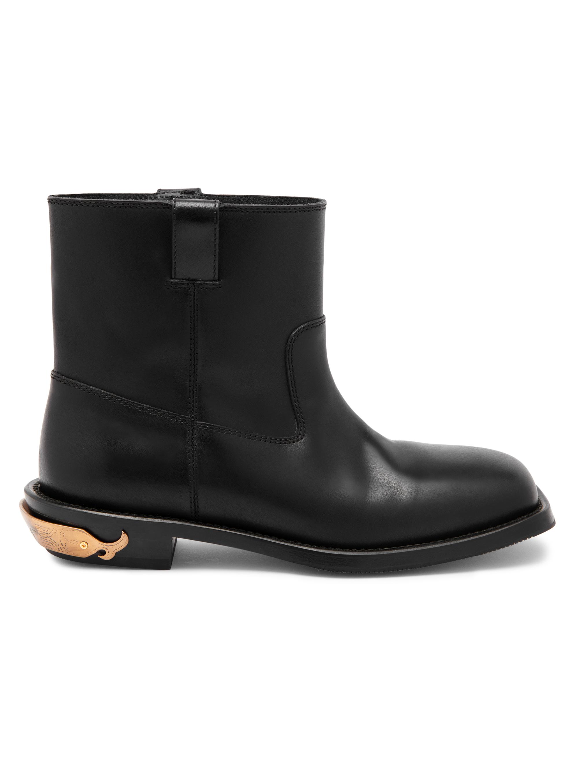 Moschino Men's Leather Logo Spur Ankle Boots - Black
