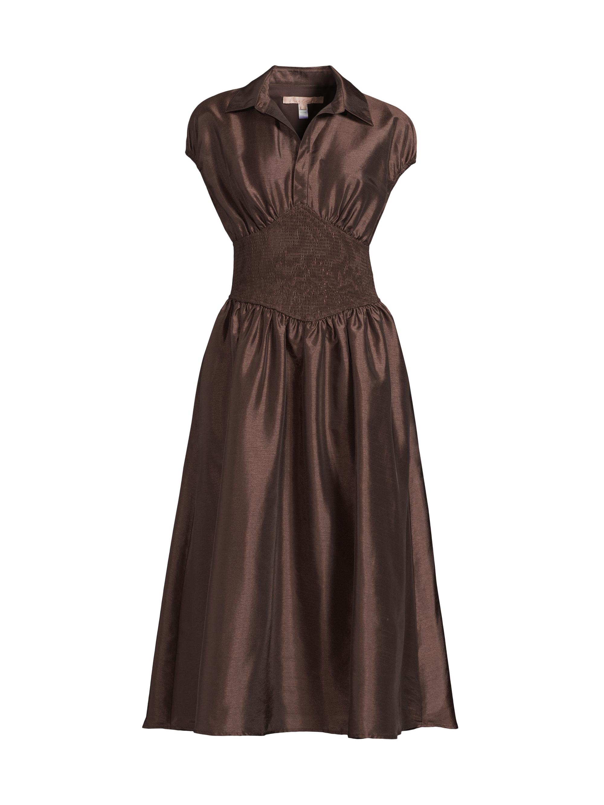 Hutch Women's Trevy Cap-Sleeve Smocked Midi-Dress - Brown