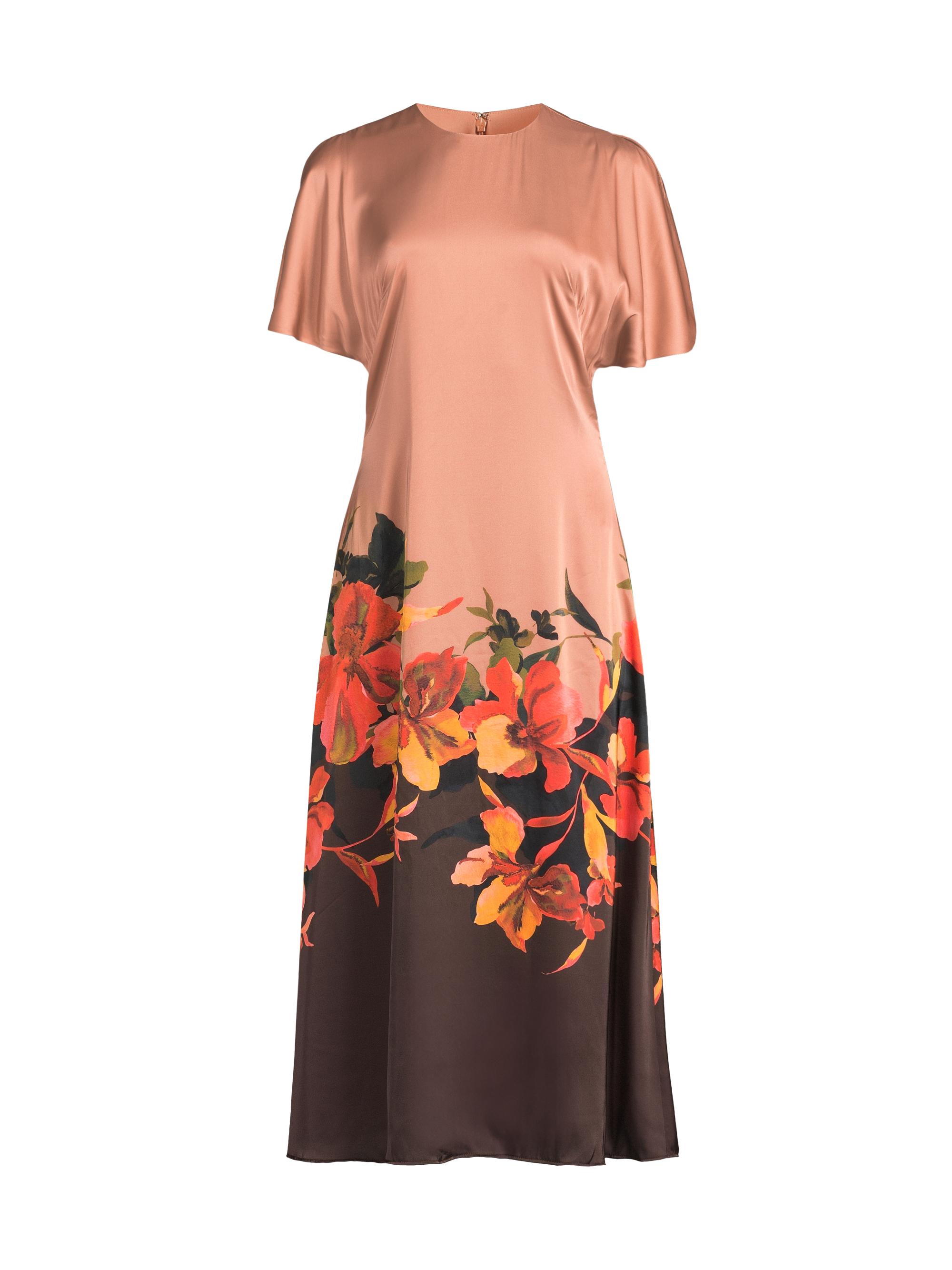 Hutch Women's Raven Floral Satin Midi-Dress - Coral Placement Floral