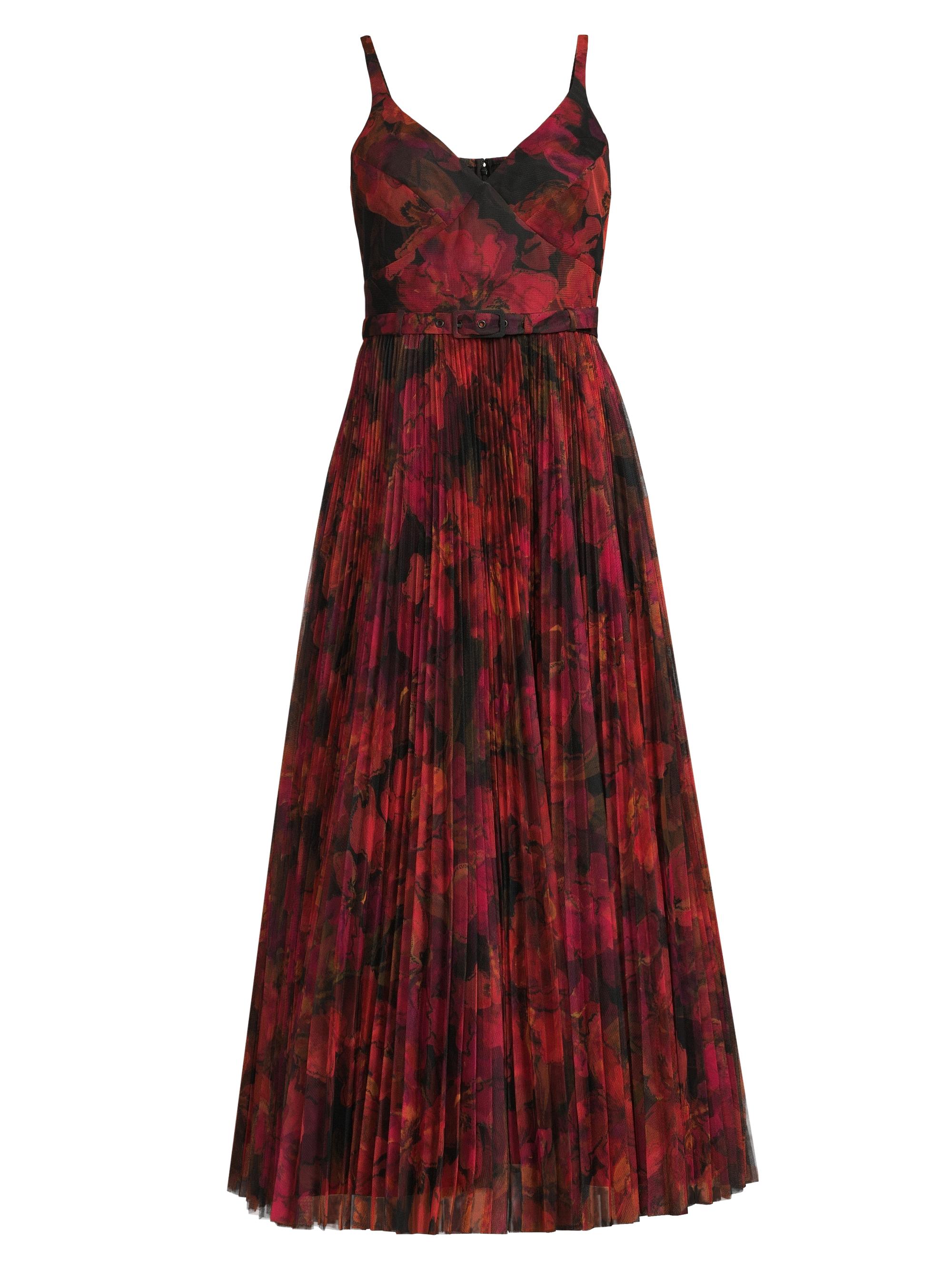 Hutch Women's Joanna Floral Accordion Pleat Gown - Black Multi Watercolor