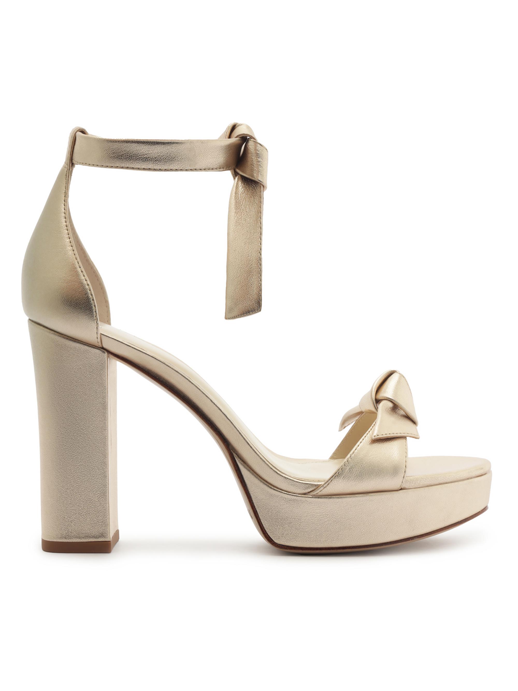 Alexandre Birman Women's Mabeleh 110MM Bow Metallic Leather Platform Sandals - Golden