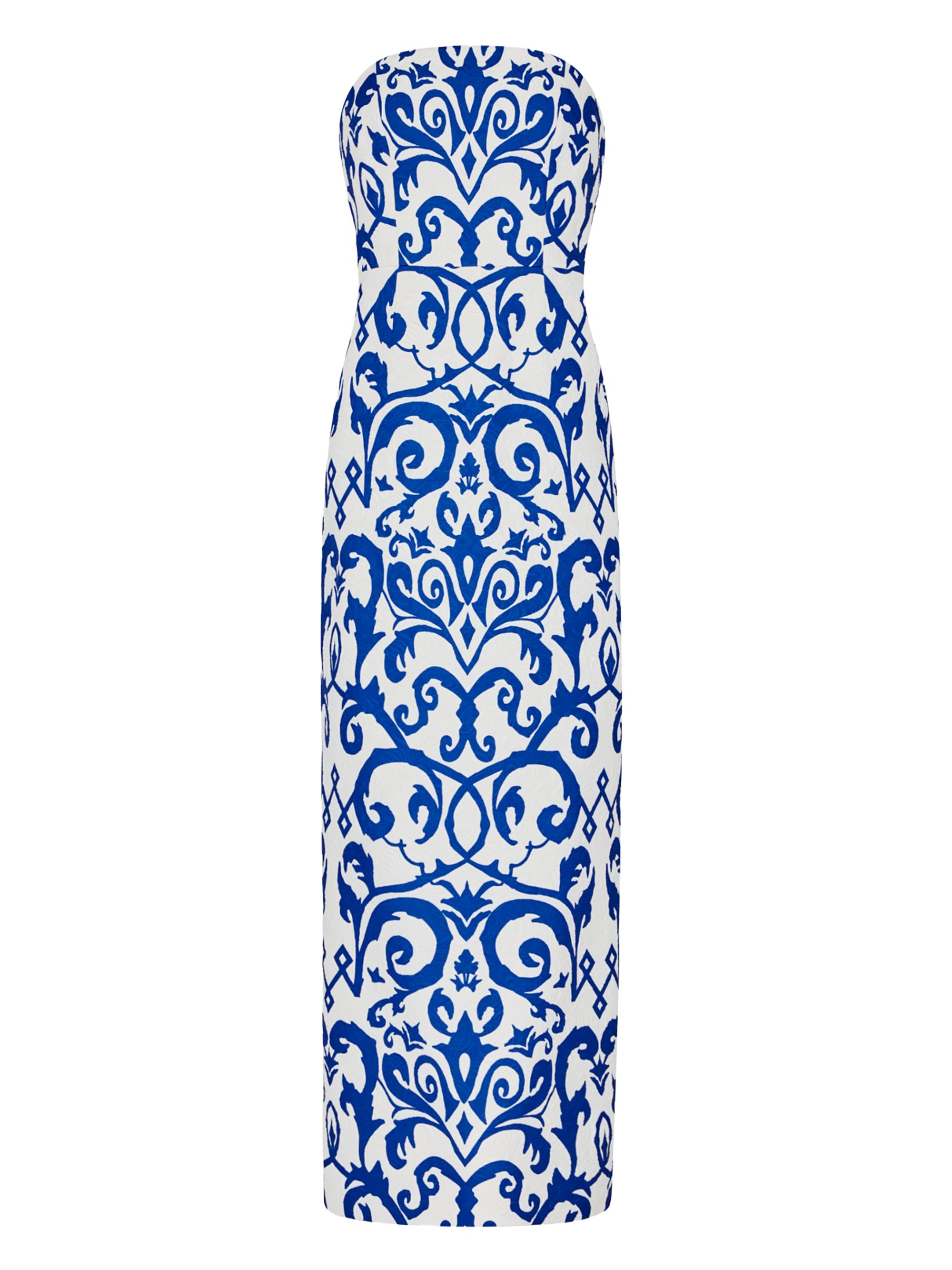Milly Women's Orion Scroll Embroidered Midi-Dress - Blue White