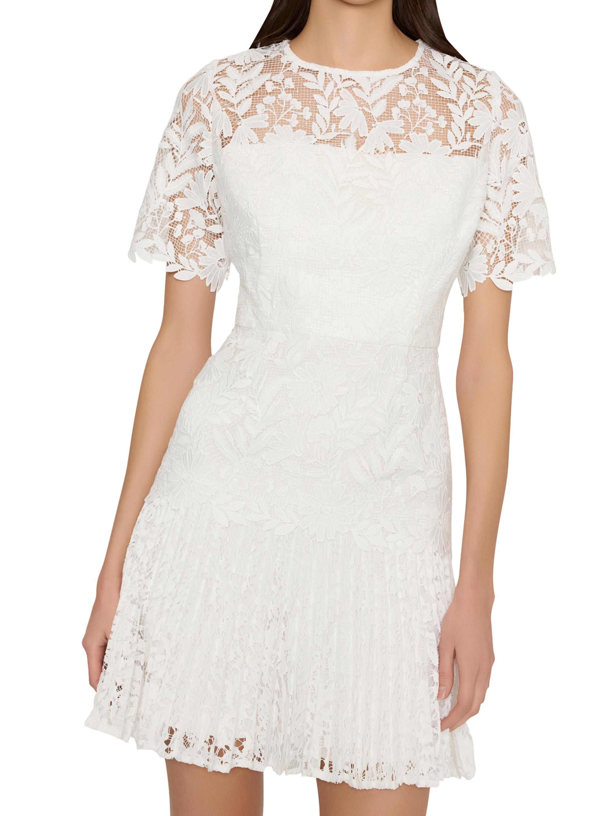 Milly Nikoletta Mixed Laces Pleated Minidress | Saks Fifth Avenue