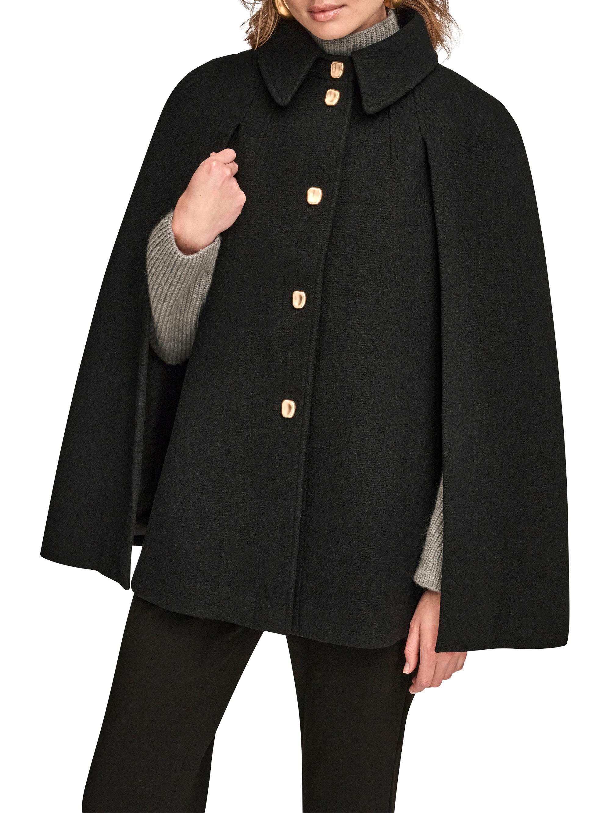 Donna Karan New York Women's Wool-Blend Button-Front Cape - Black