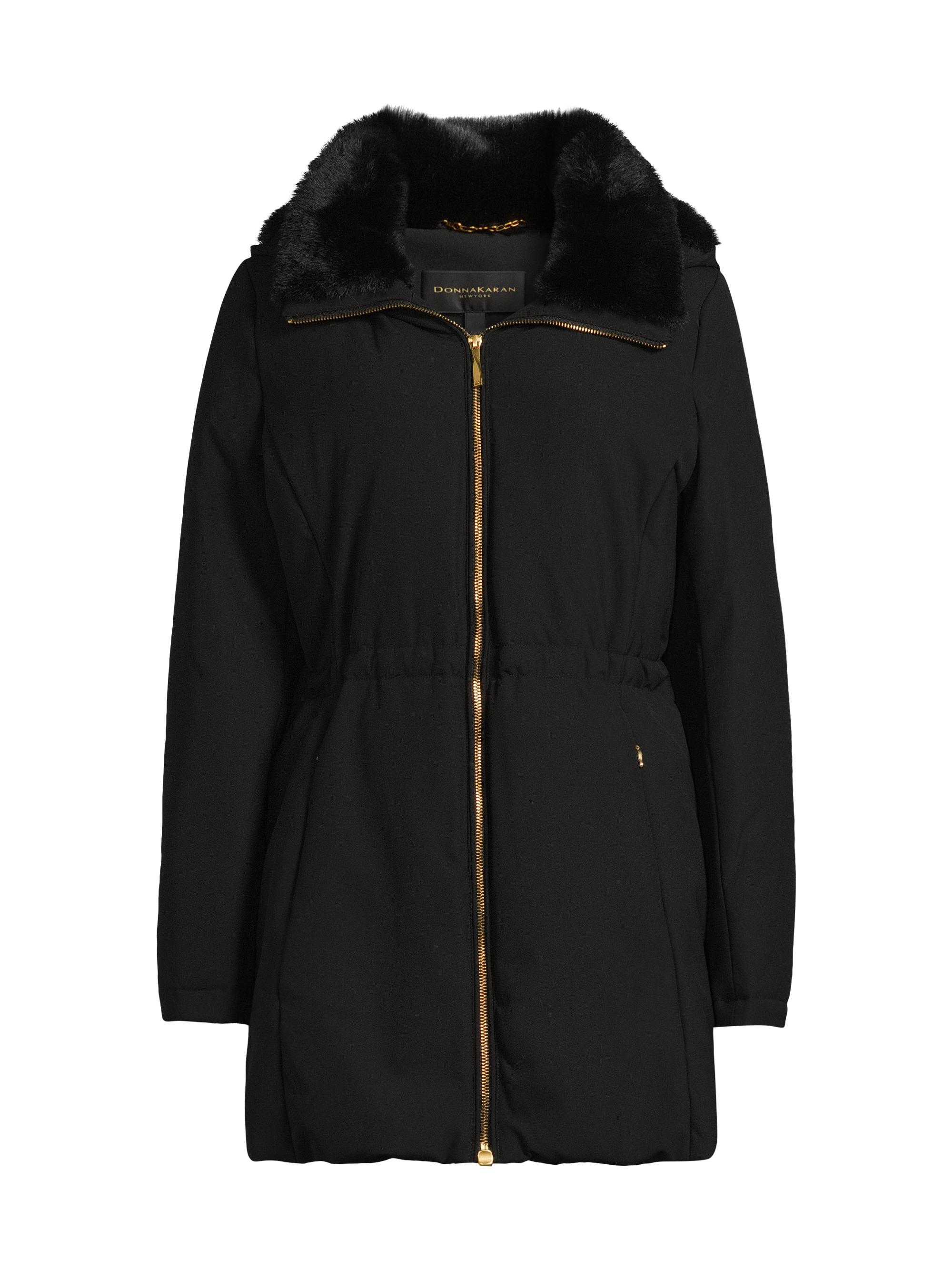 Donna Karan New York Women's Faux Fur-Lined Puffer Coat - Black