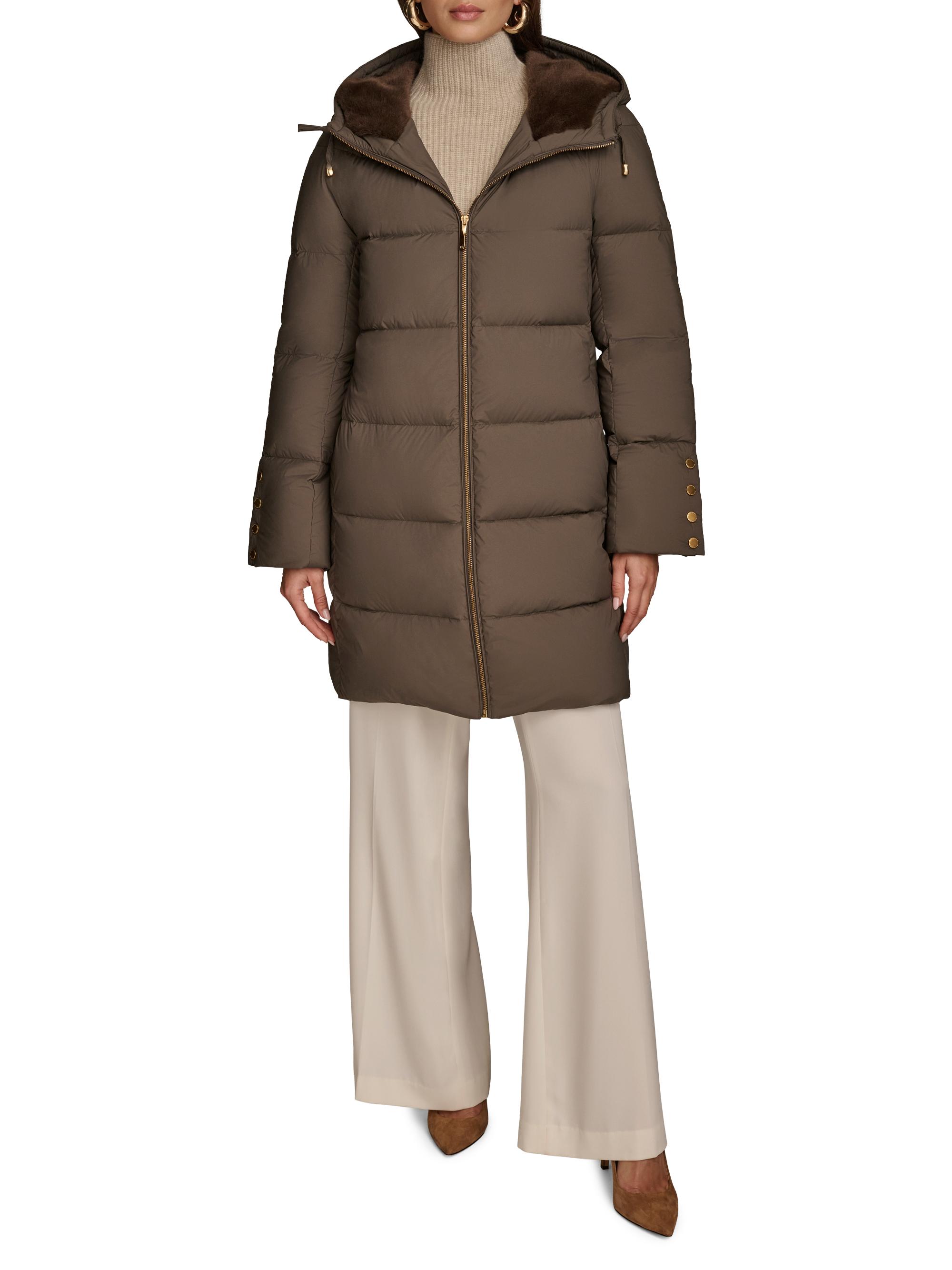 Donna Karan New York Women's Down Hooded Puffer Coat - Hickory
