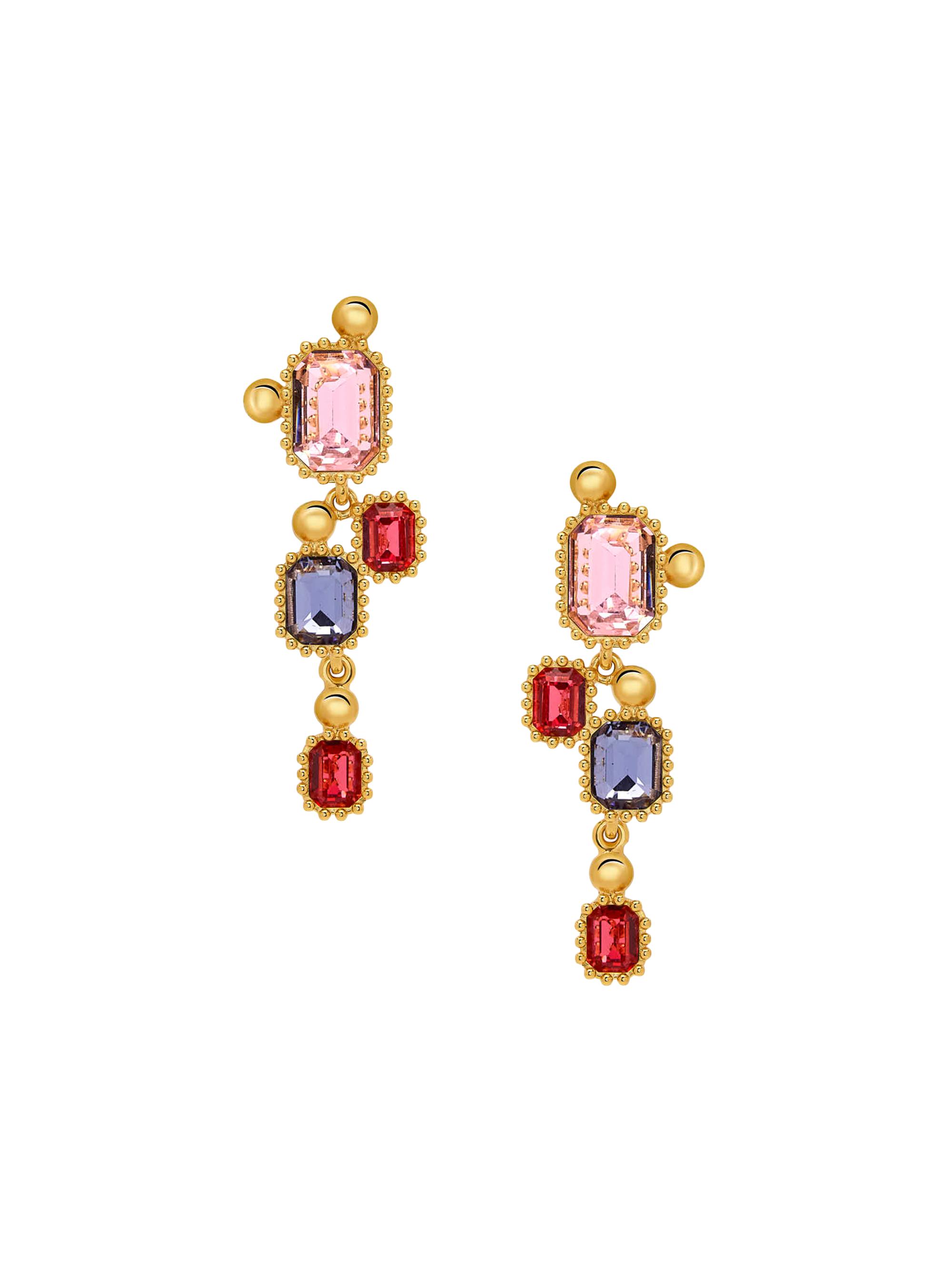 Oscar de la Renta Women's 24K-Gold-Plated Brass & Glass Crystal Drop Earrings - Pink Multi