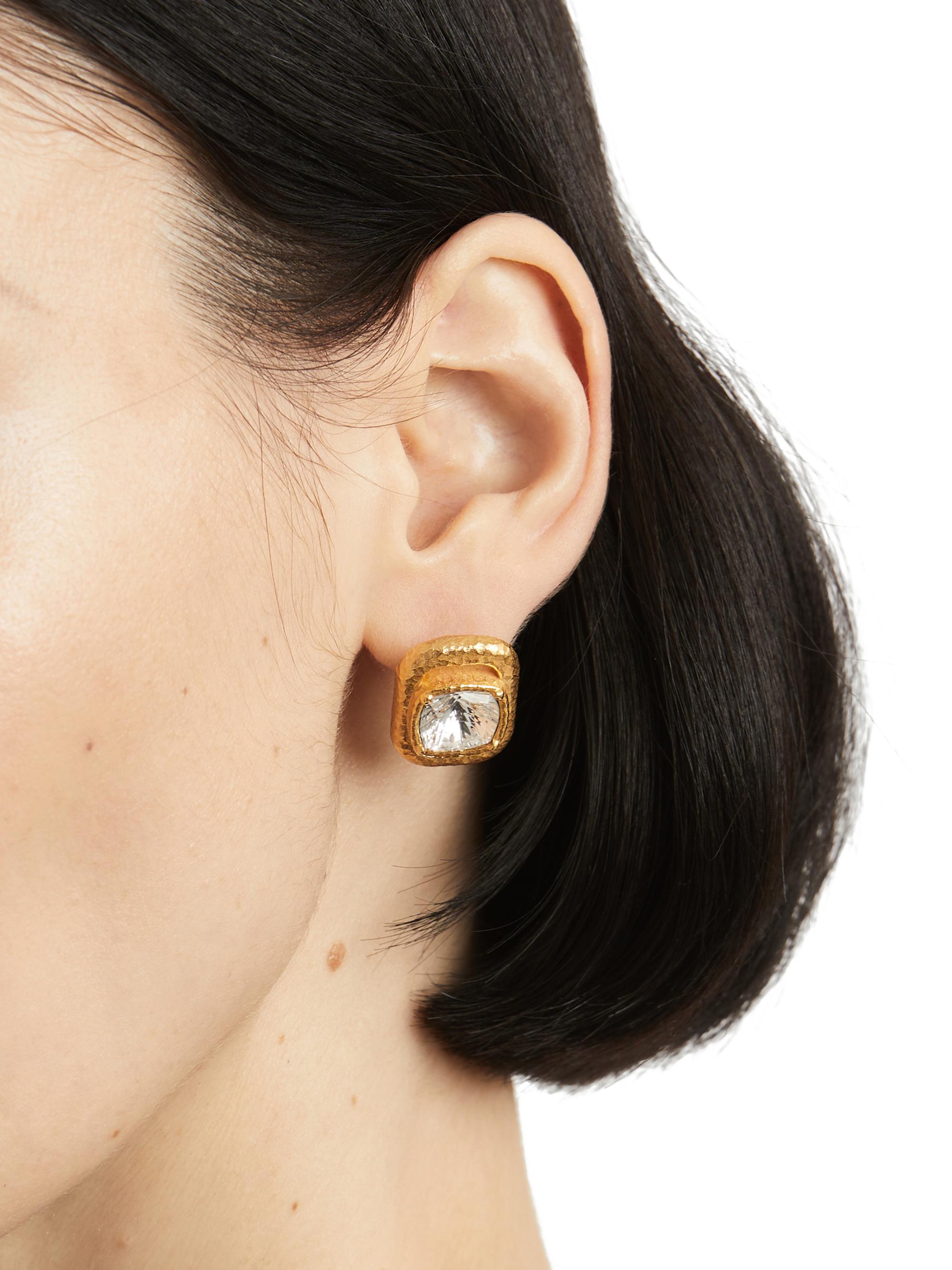 24K-Gold-Plated Brass & Glass Crystal Stud Earrings