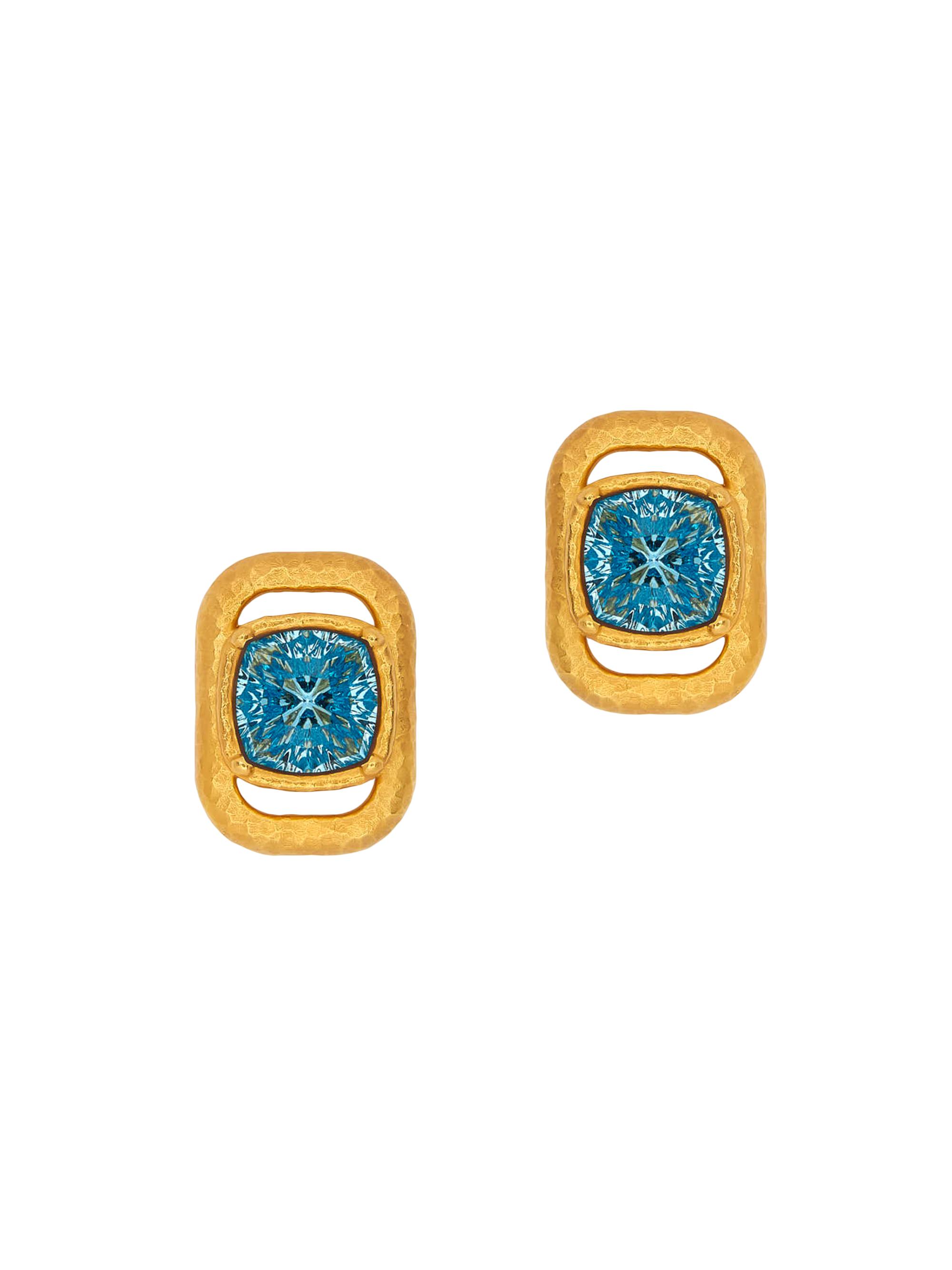 Oscar de la Renta Women's 24K-Gold-Plated Brass & Glass Crystal Stud Earrings - Light Sapphire