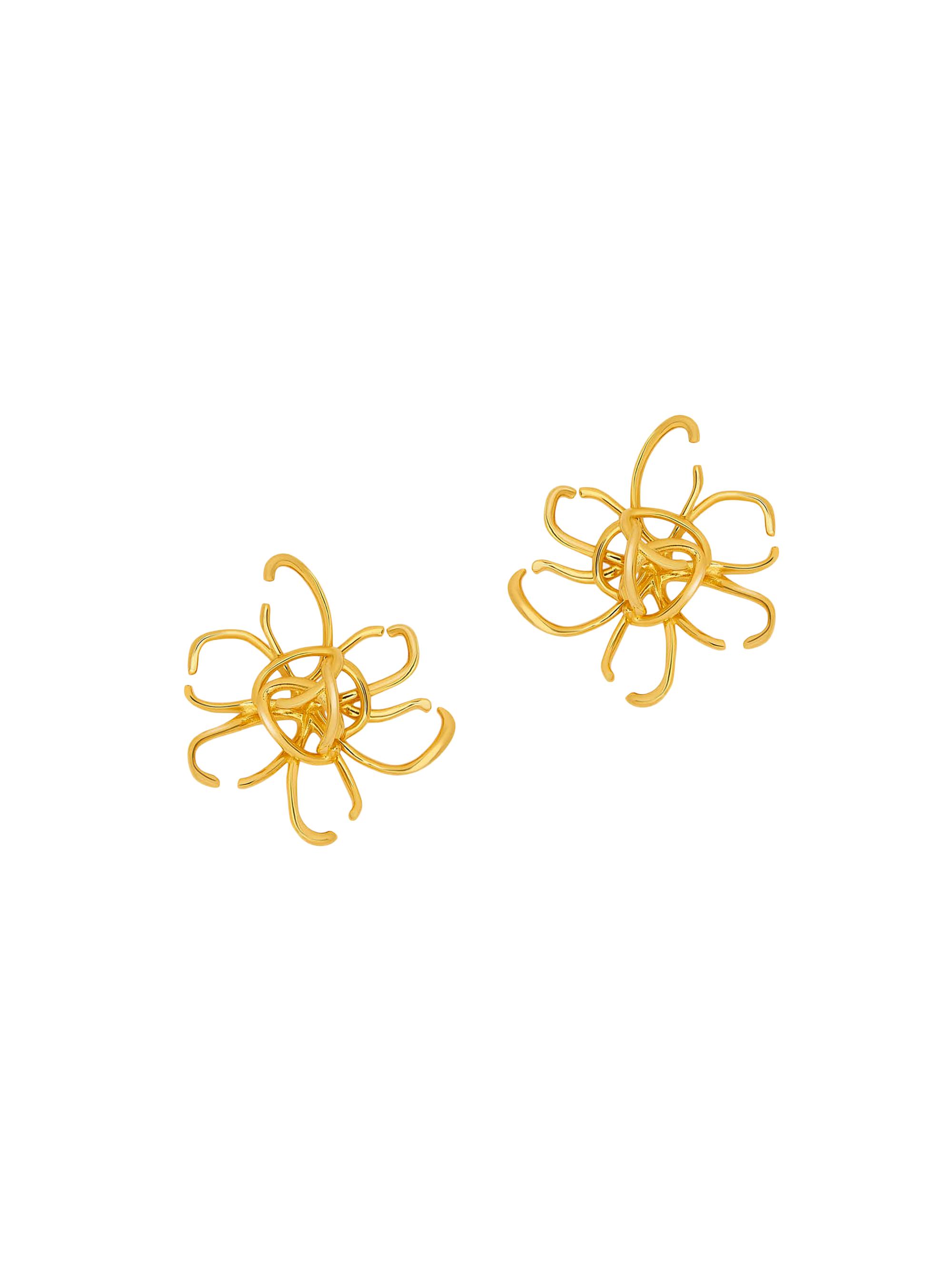Oscar de la Renta Women's O Wire Flower 24K-Gold-Plated Brass Stud Earrings - Gold