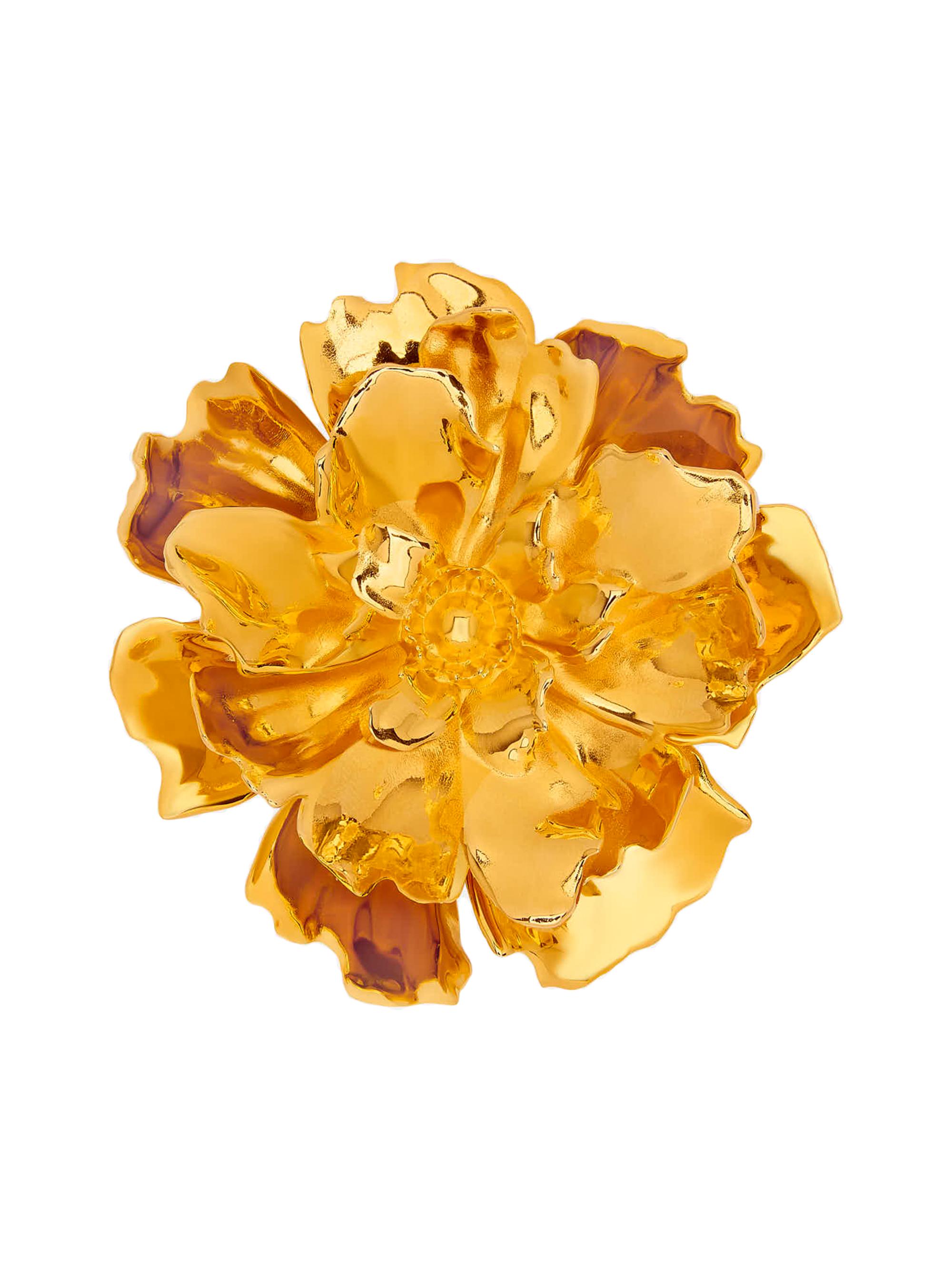Oscar de la Renta Women's 24K-Gold-Plated Brass Peony Brooch - Gold