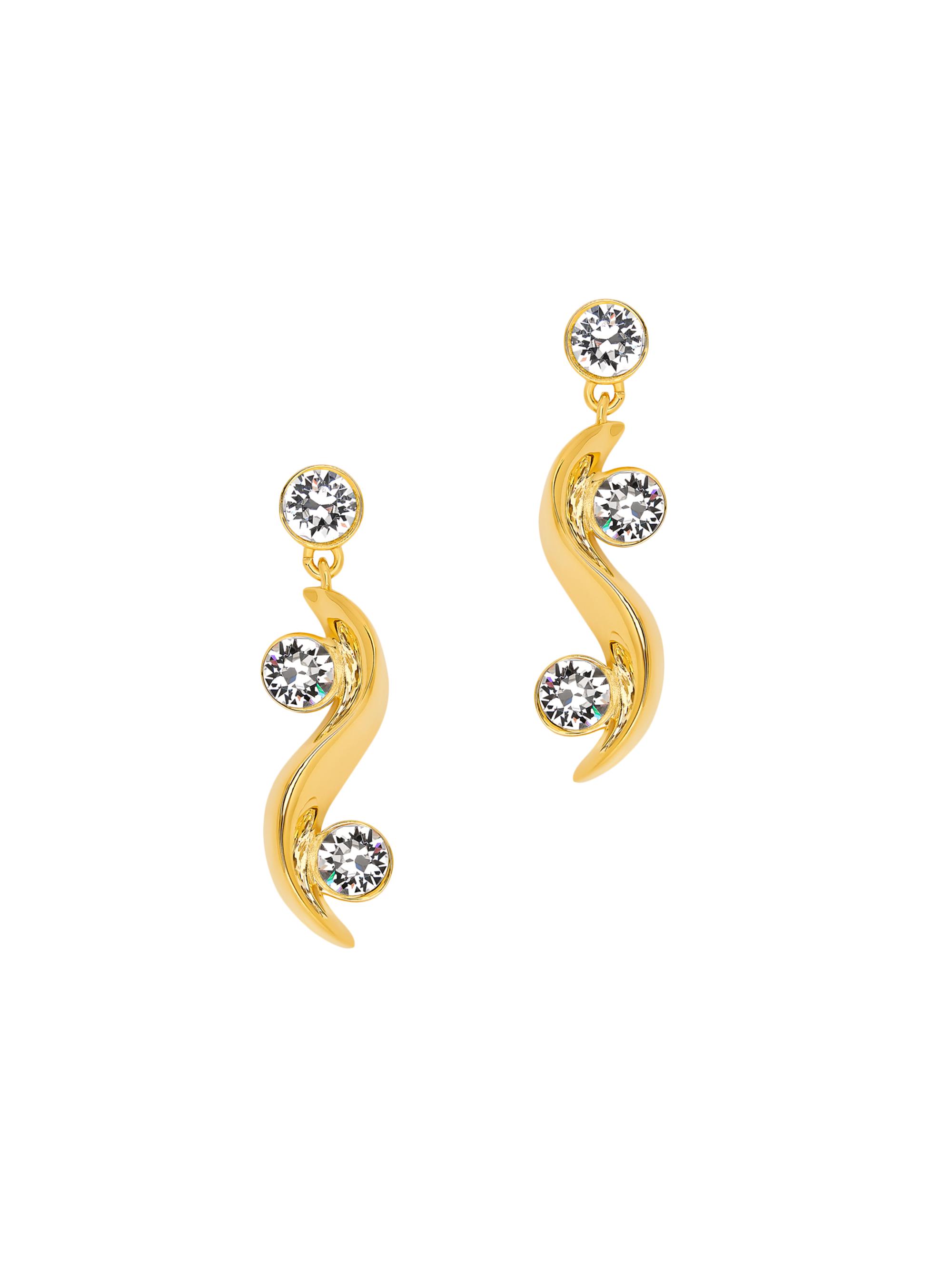 Oscar de la Renta Women's 24K-Gold-Plated & Glass Crystal Wave Drop Earrings - Crystal