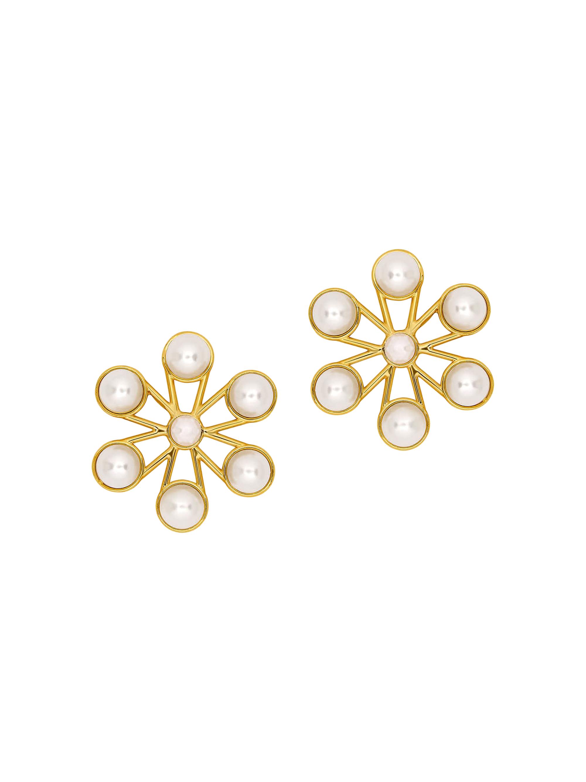 Oscar de la Renta Women's 24K-Gold-Plated Brass & Imitation Pearl Flower Stud Earrings - Pearl