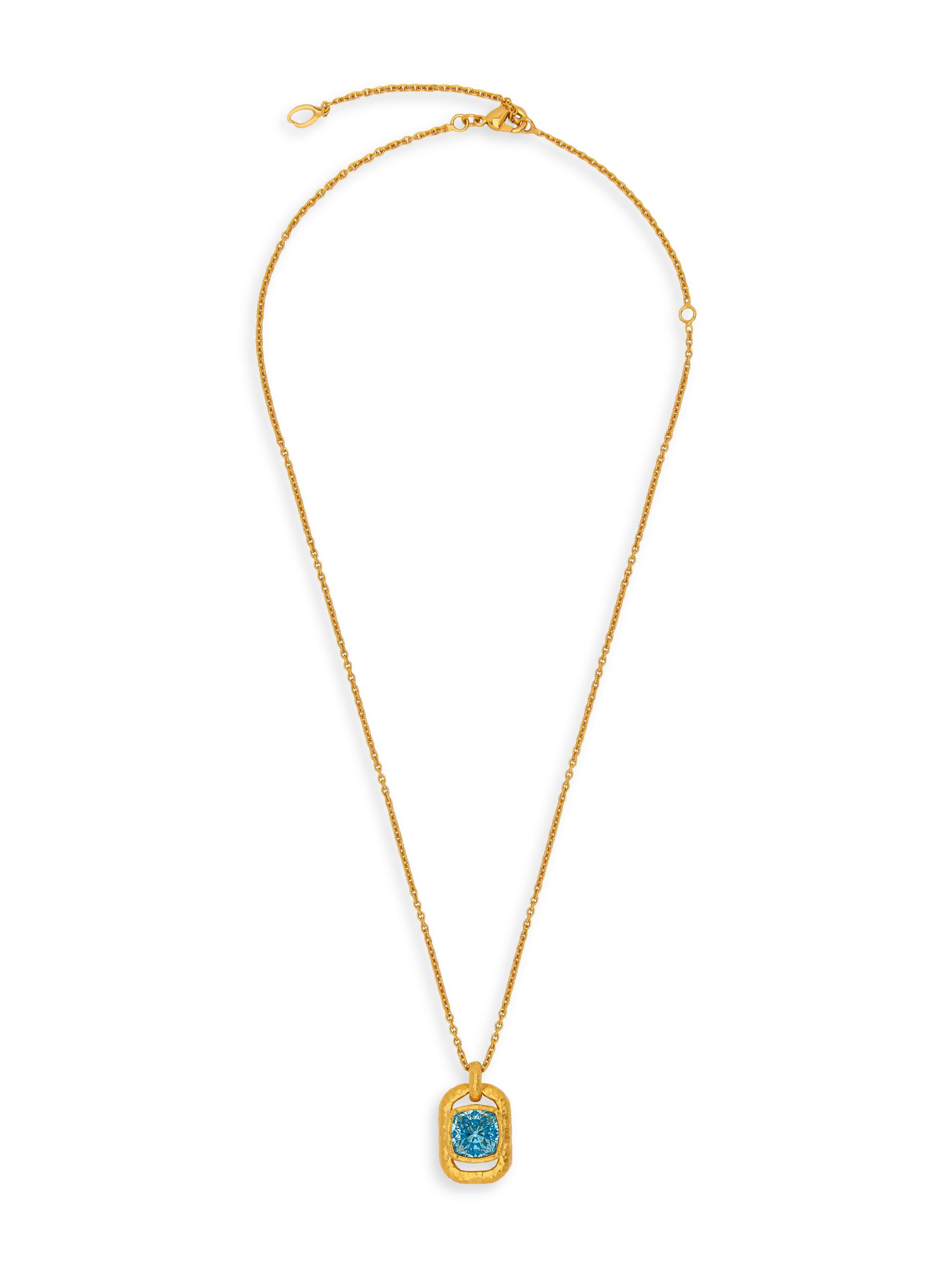 Oscar de la Renta Women's 24K-Gold-Plated Brass & Glass Crystal Pendant Necklace - Light Sapphire