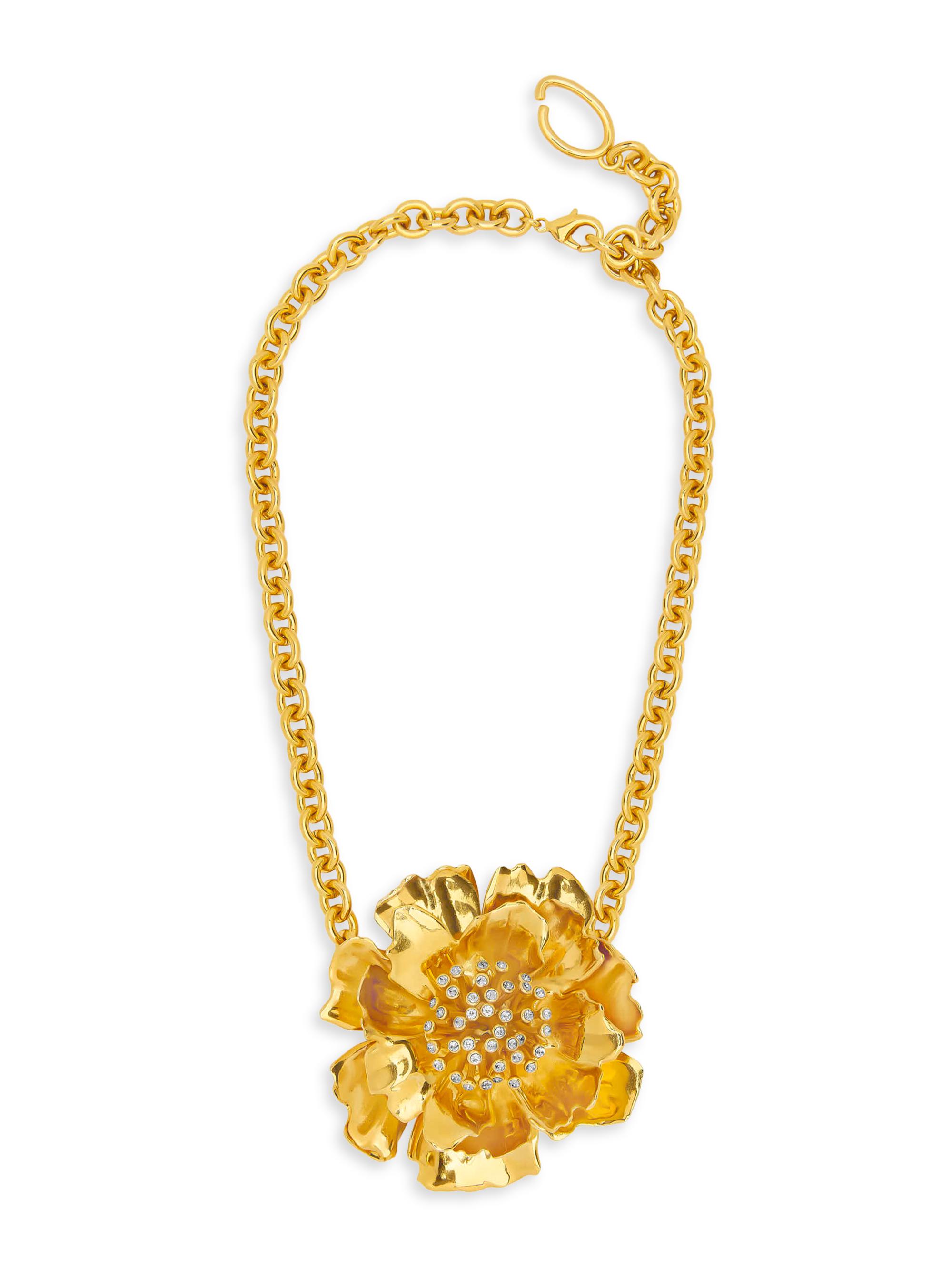 Oscar de la Renta Women's 24K-Gold-Plated Brass Peony Necklace - Gold