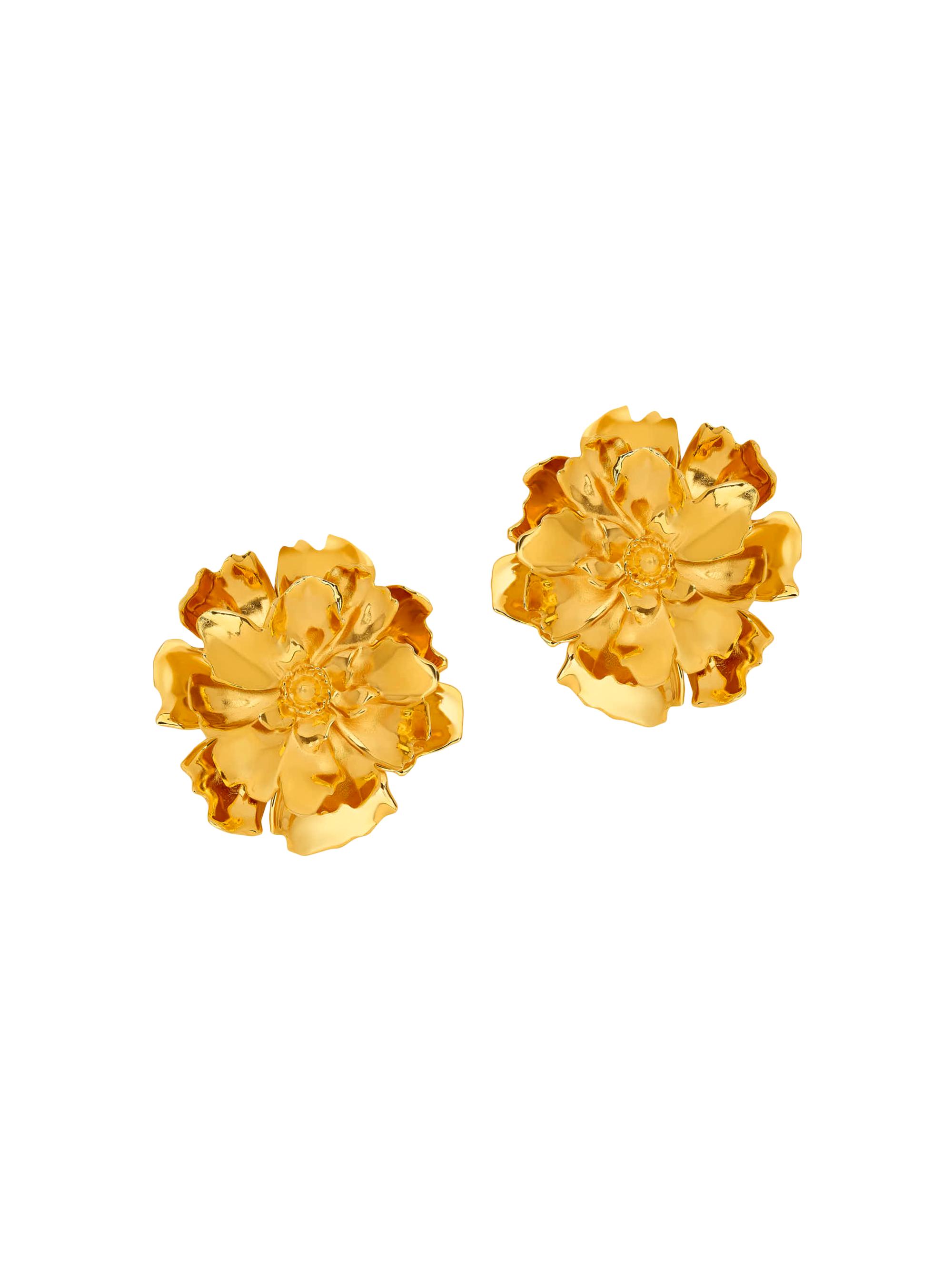 Oscar de la Renta Women's 24K-Gold-Plated Brass Peony Stud Earrings - Gold