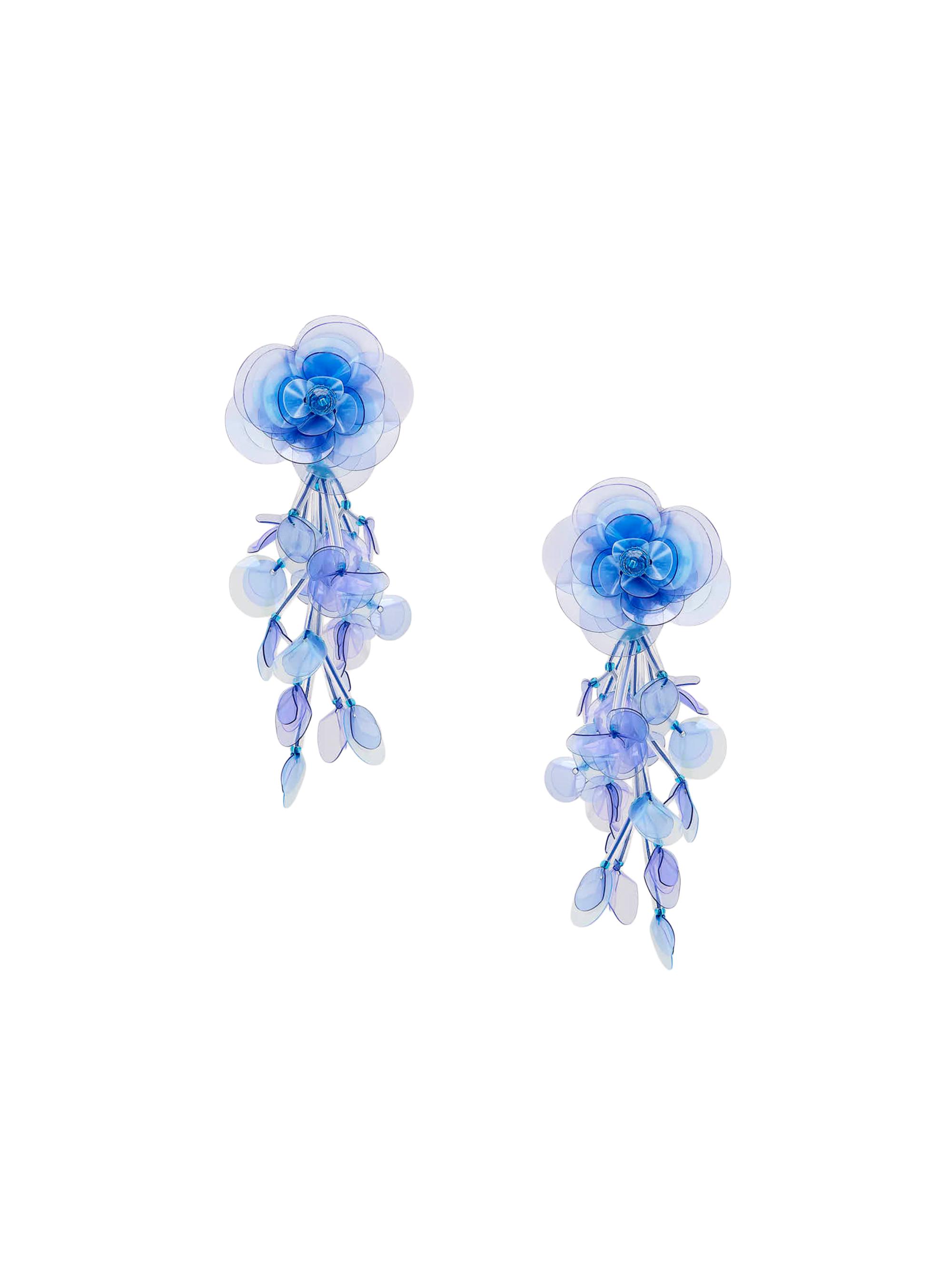 Oscar de la Renta Women's Sequin Flower Triple Drop Earrings - Blue
