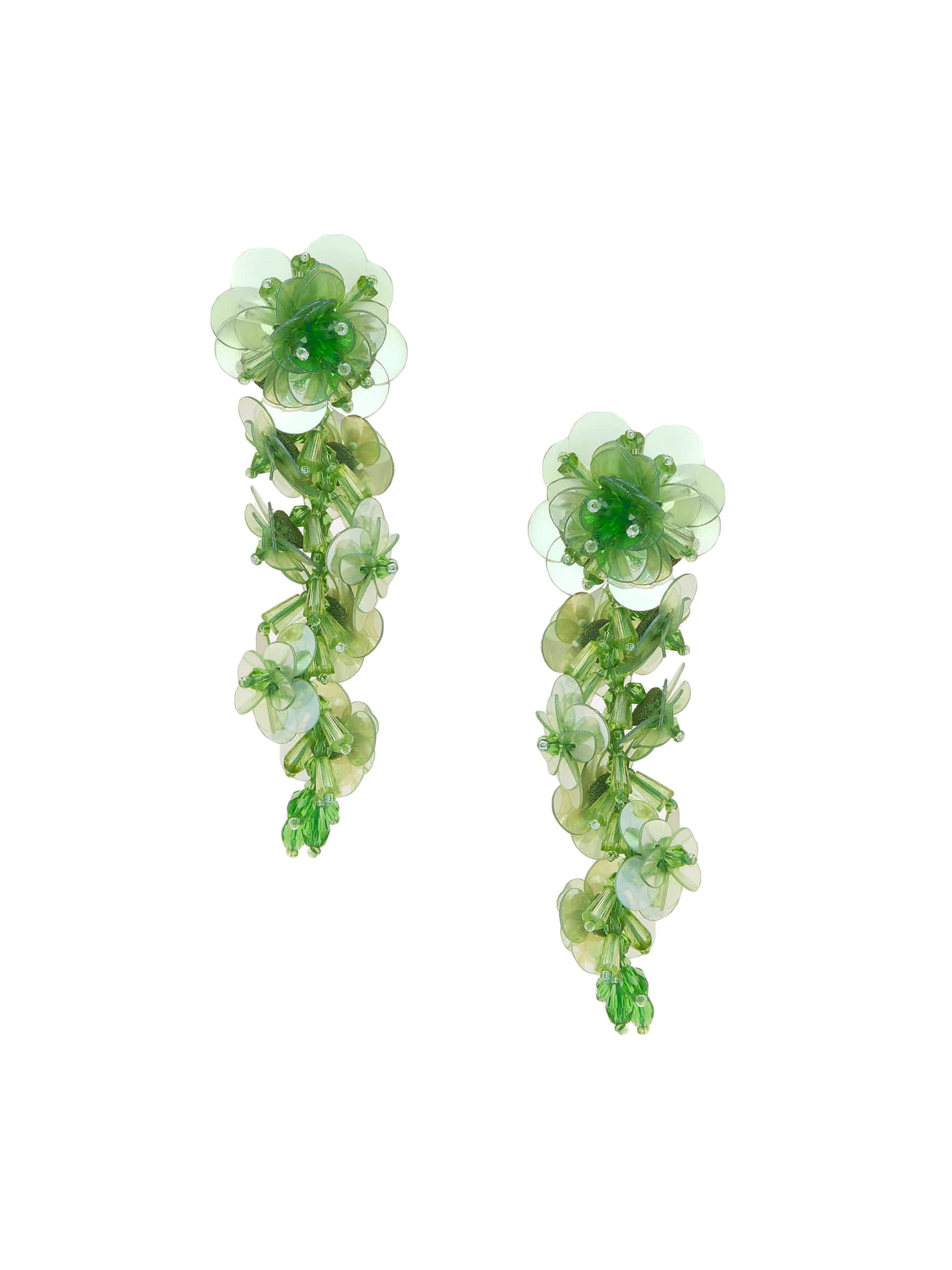 Oscar de la Renta Women's Sequin Flower Beaded Drop Earrings - Green