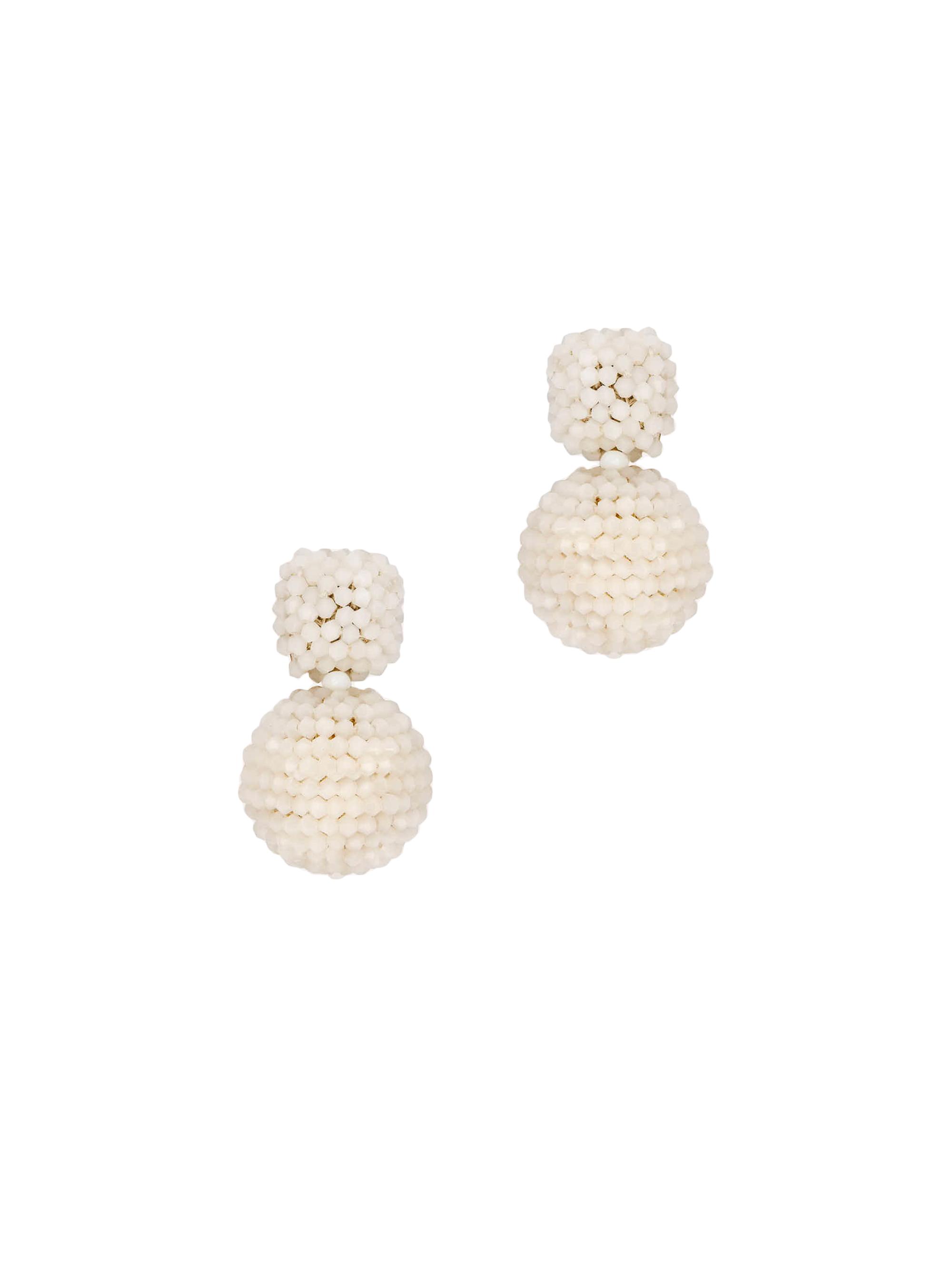 Oscar de la Renta Women's Round Beaded Drop Earrings - White
