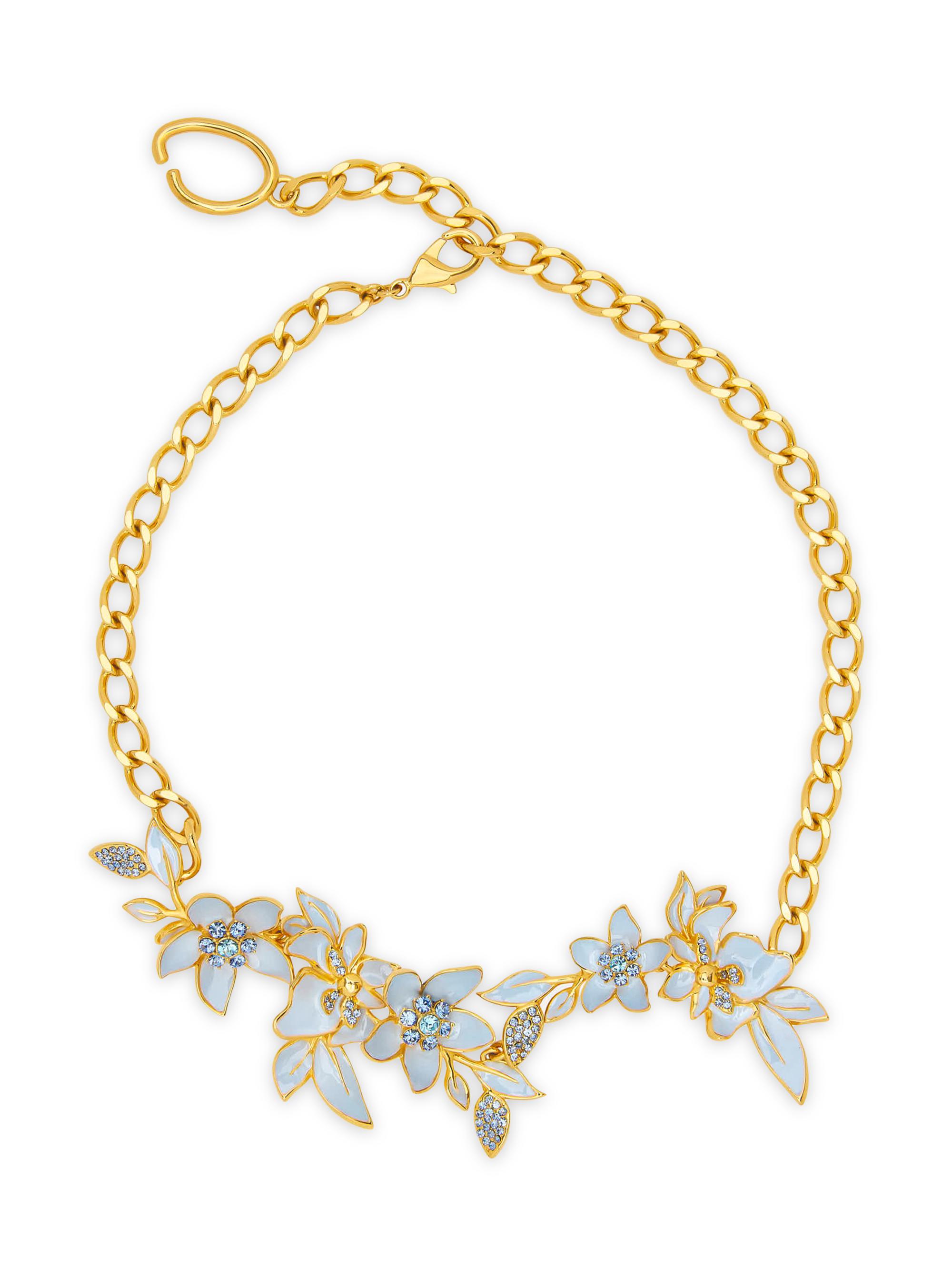 Oscar de la Renta Women's Jasmin 24K-Gold-Plated Brass & Enamel Necklace - Light Blue