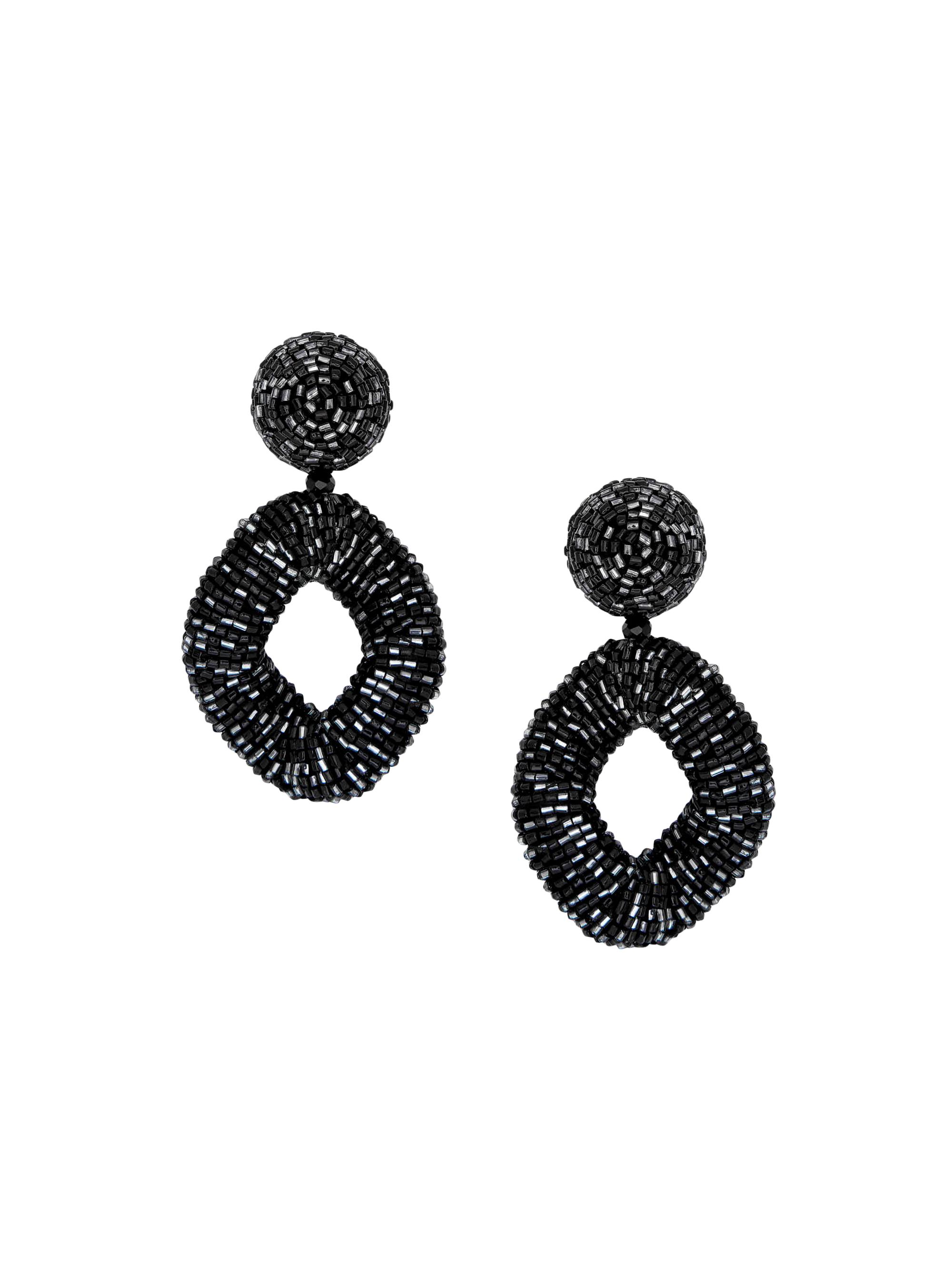 Oscar de la Renta Women's Beaded Twisted Drop Earrings - Black